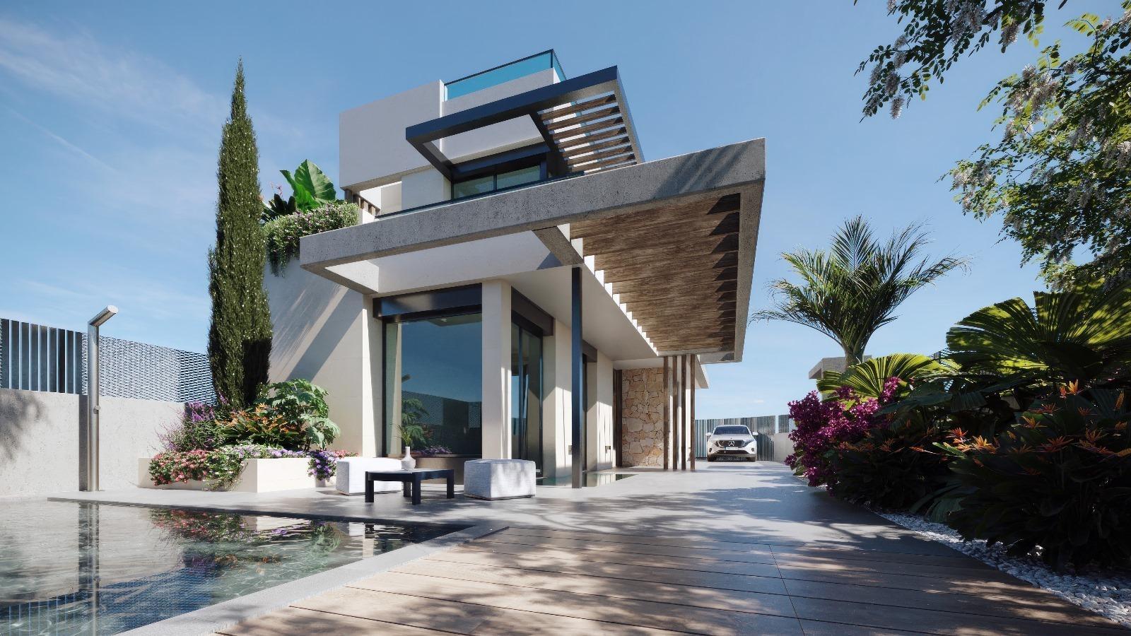 Villa obra nueva con piscina en Los Alcázares — 3 dorm.