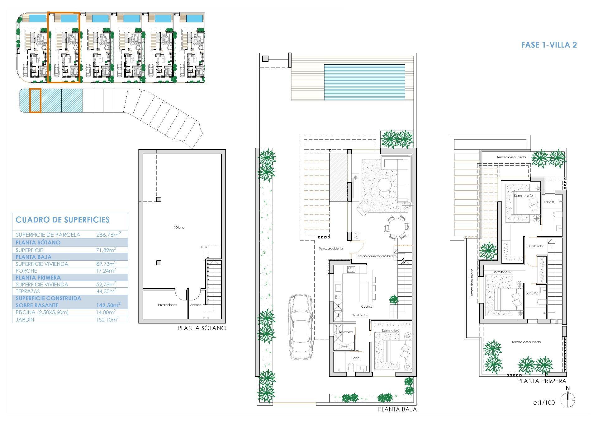Villa obra nueva con piscina en Los Alcázares — 3 dorm.