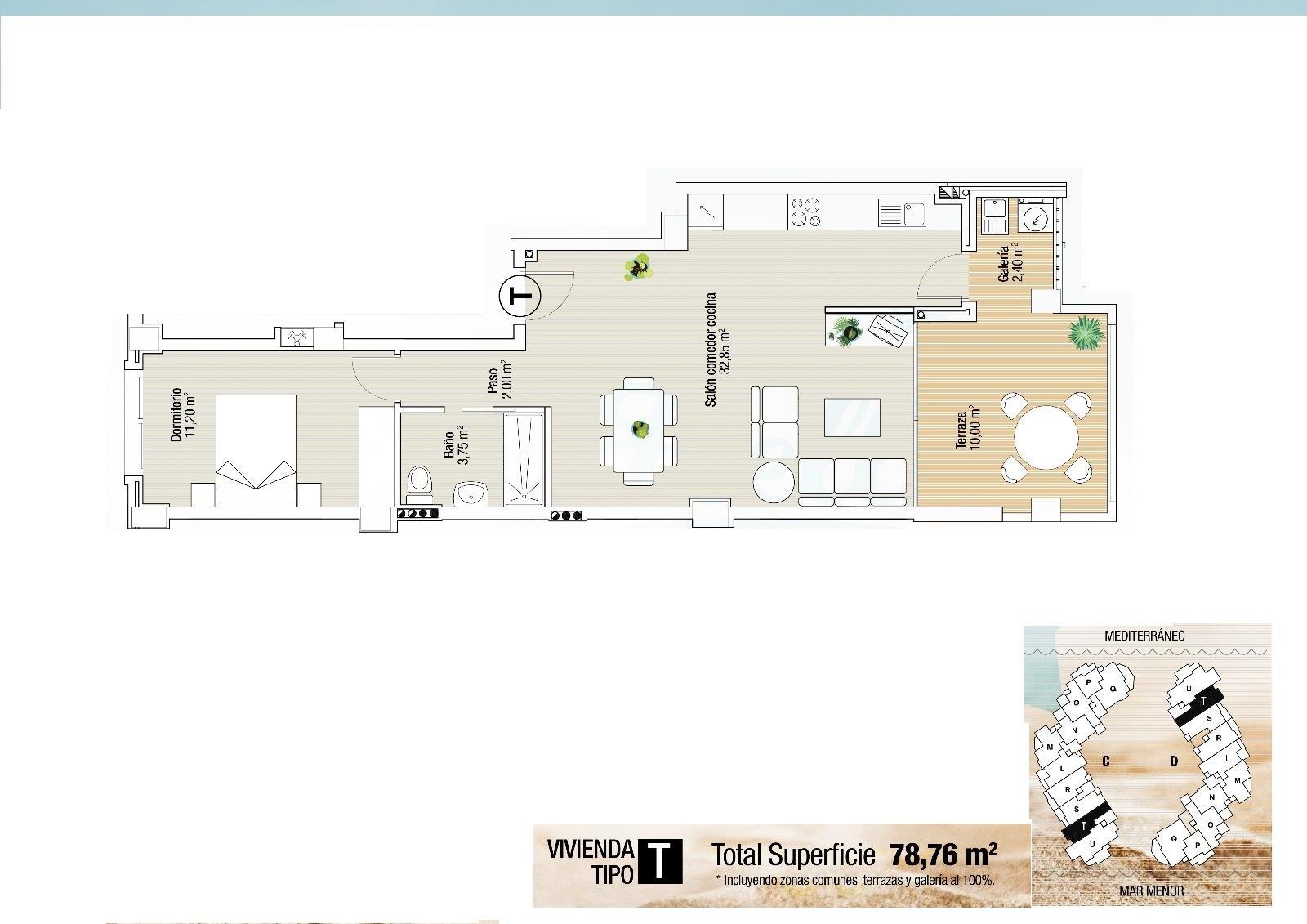 Obra Nueva: Apartamento 1 Hab. con Piscina Privada en La Manga del Mar Menor