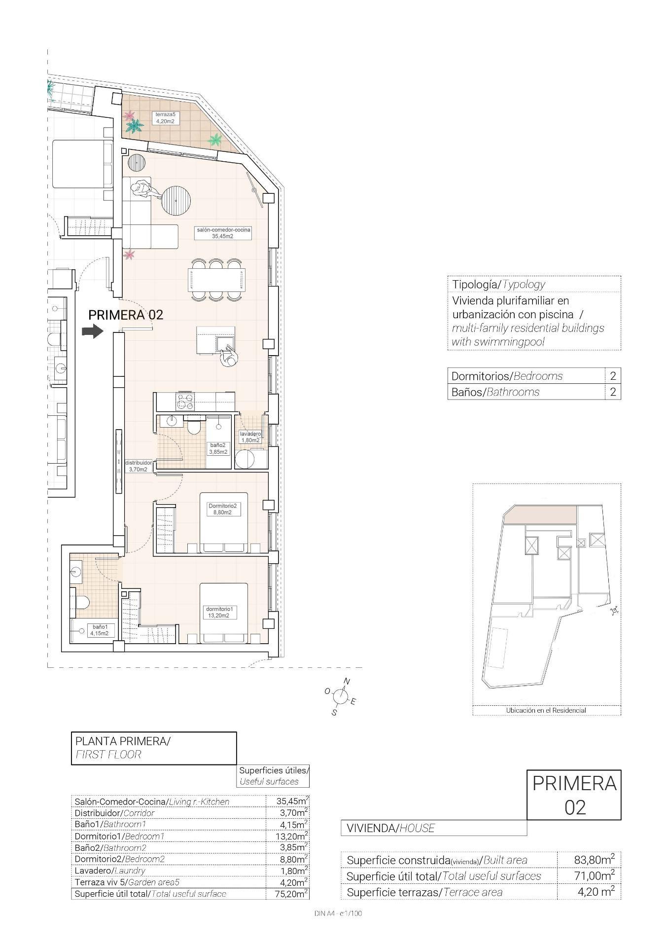 Apartamento Obra Nueva con Piscina Privada en Hondón de las Nieves — 2 Dorm.