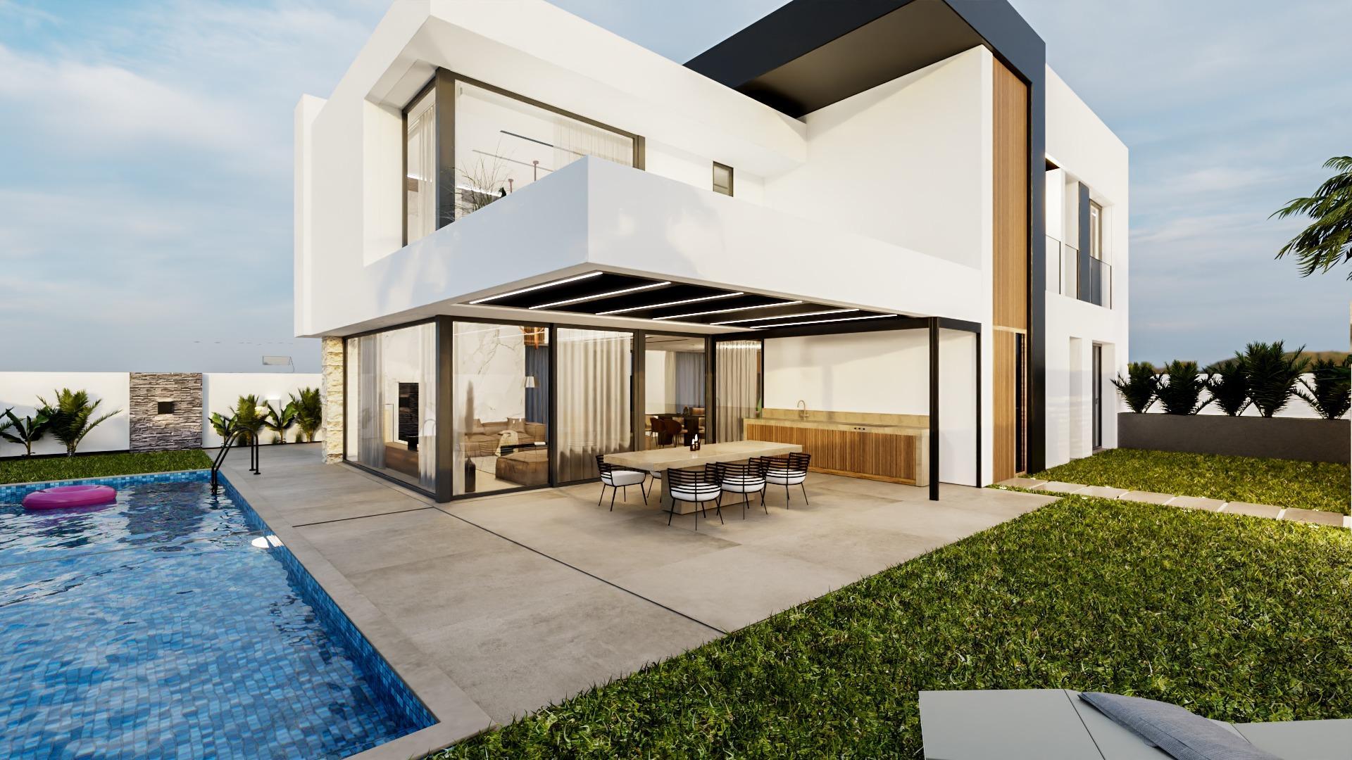 Villa Obra Nueva con Piscina en La Zenia, Orihuela Costa — 4 Dorm.