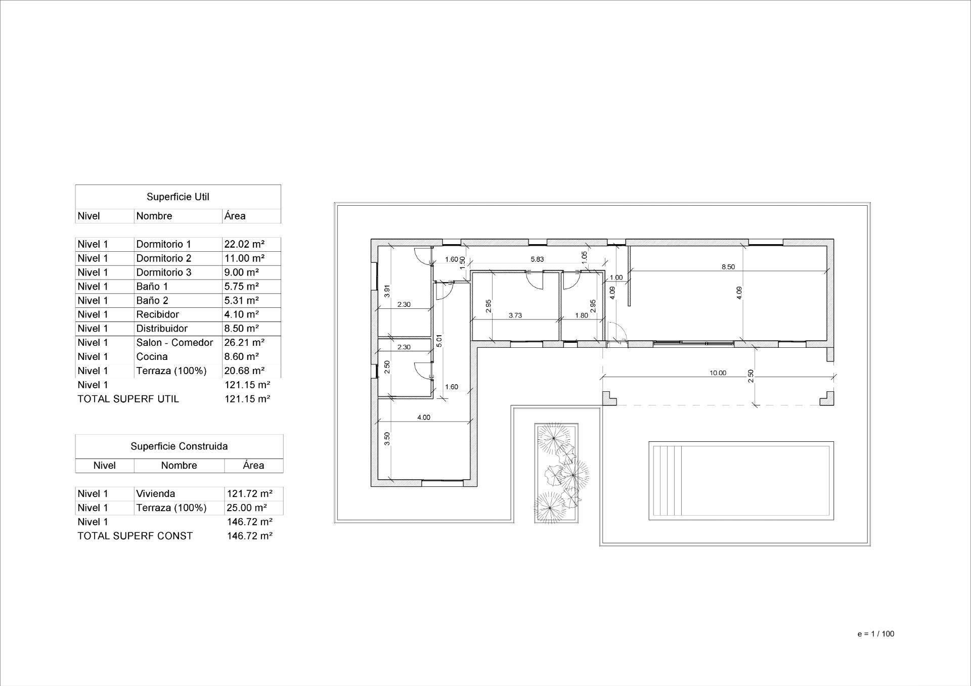 Villa Obra Nueva en La Romana (Alicante) — 3 Dorm, Piscina Privada, Gran Parcela