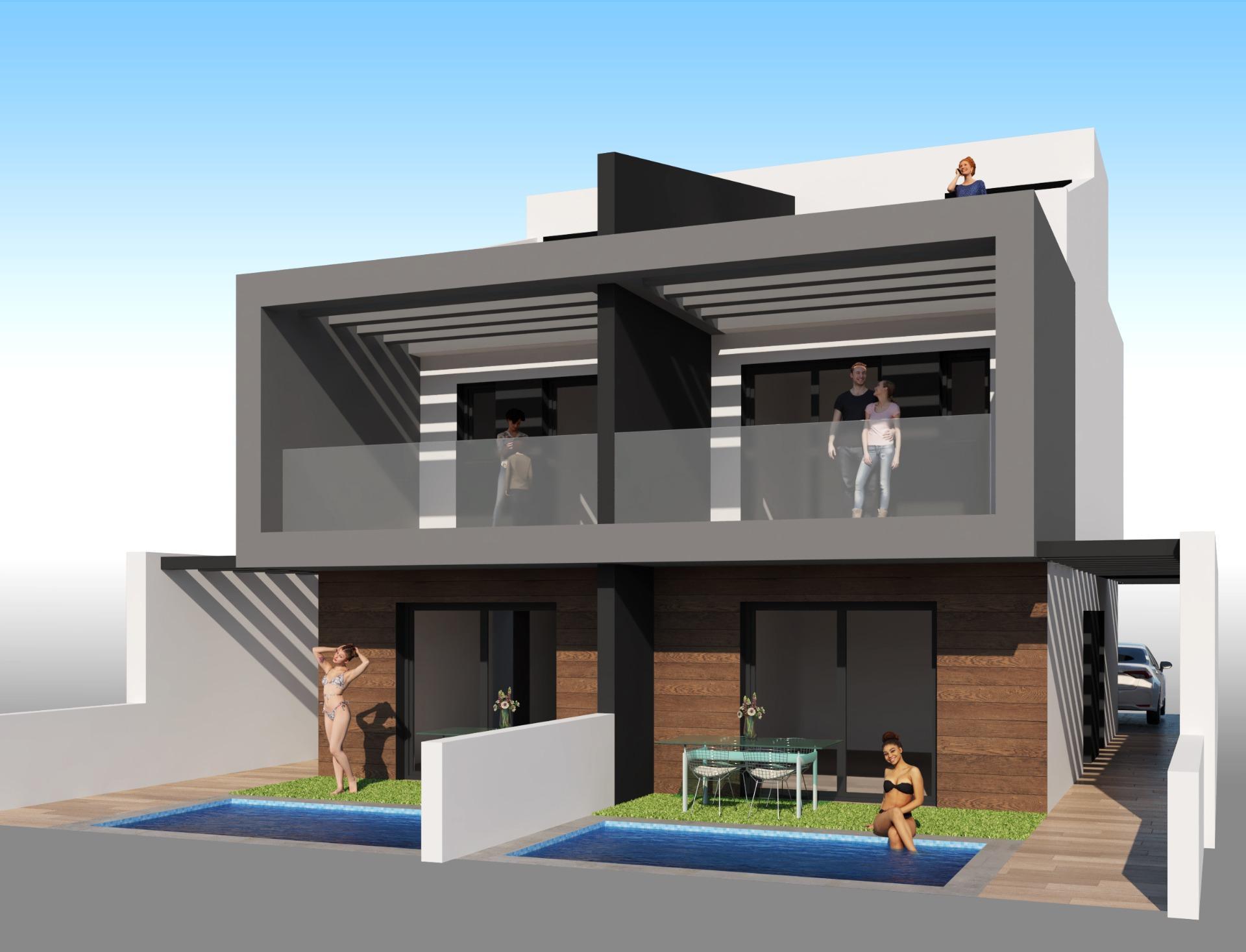Villa obra nueva con piscina en San Javier — 3 dorm, 54m² parcela