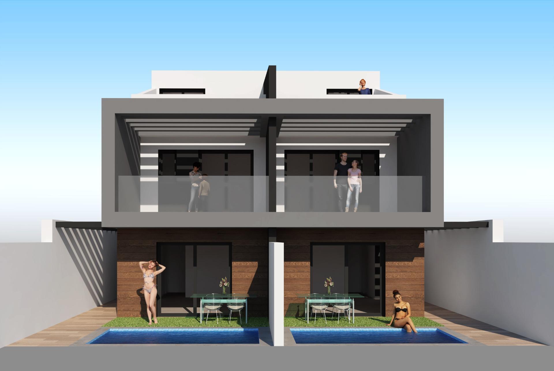 Villa obra nueva con piscina en San Javier — 3 dorm, 54m² parcela