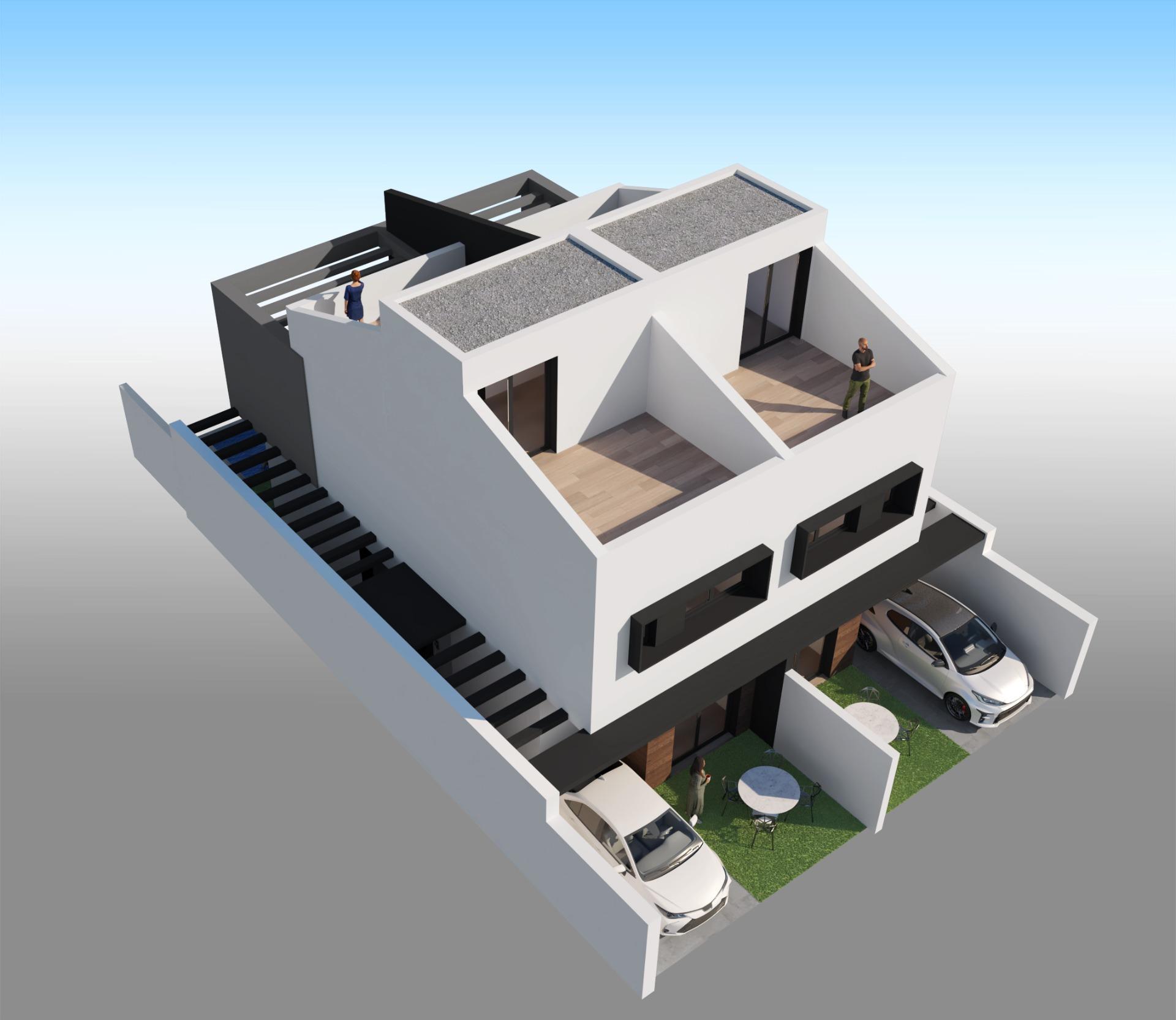 Villa obra nueva con piscina en San Javier — 3 dorm, 54m² parcela