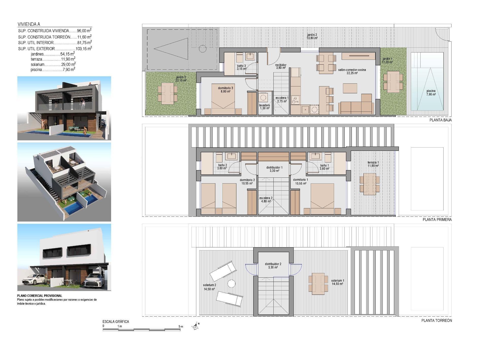 Villa obra nueva con piscina en San Javier — 3 dorm, 54m² parcela