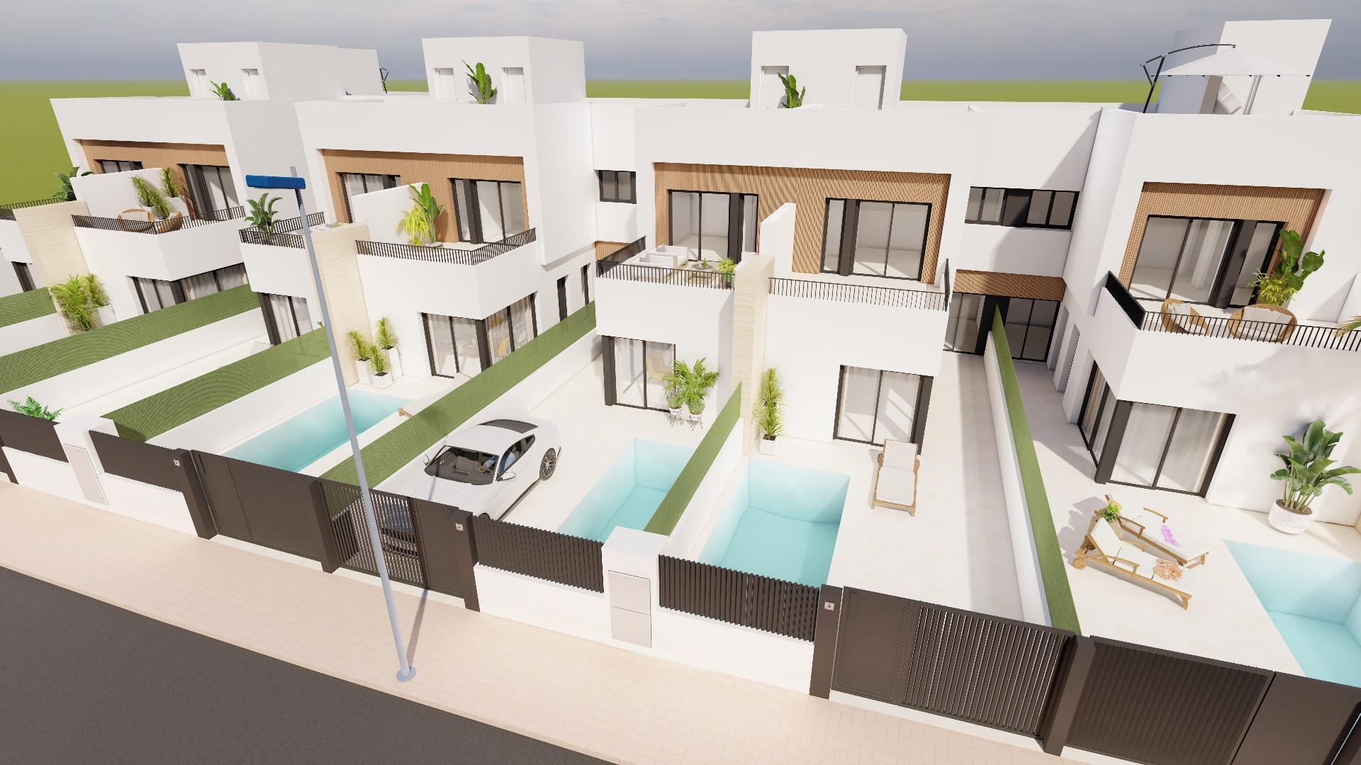 Villa obra nueva con piscina en Santiago de la Ribera | 3 Dorm.