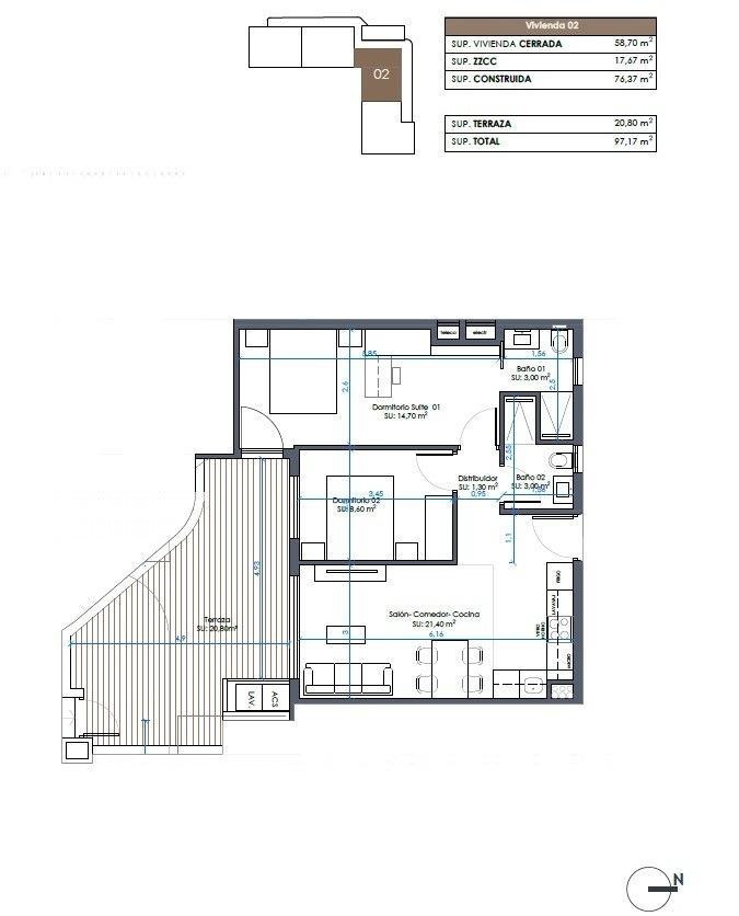 Apartamento Obra Nueva con Piscina Privada en Guardamar del Segura — 2 Dorm