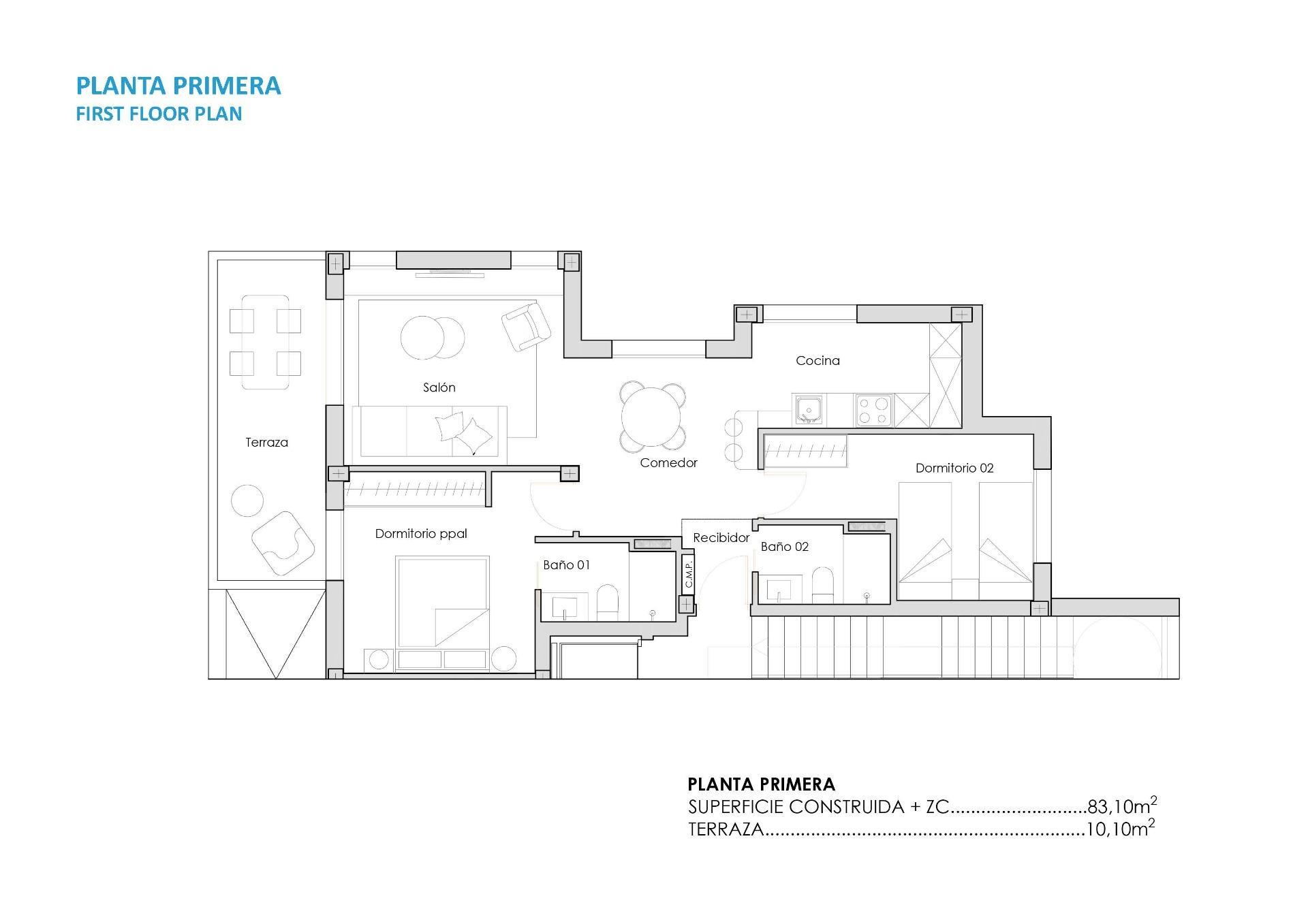 Apartamento obra nueva con piscina privada en Torre Pacheco — 2 hab.
