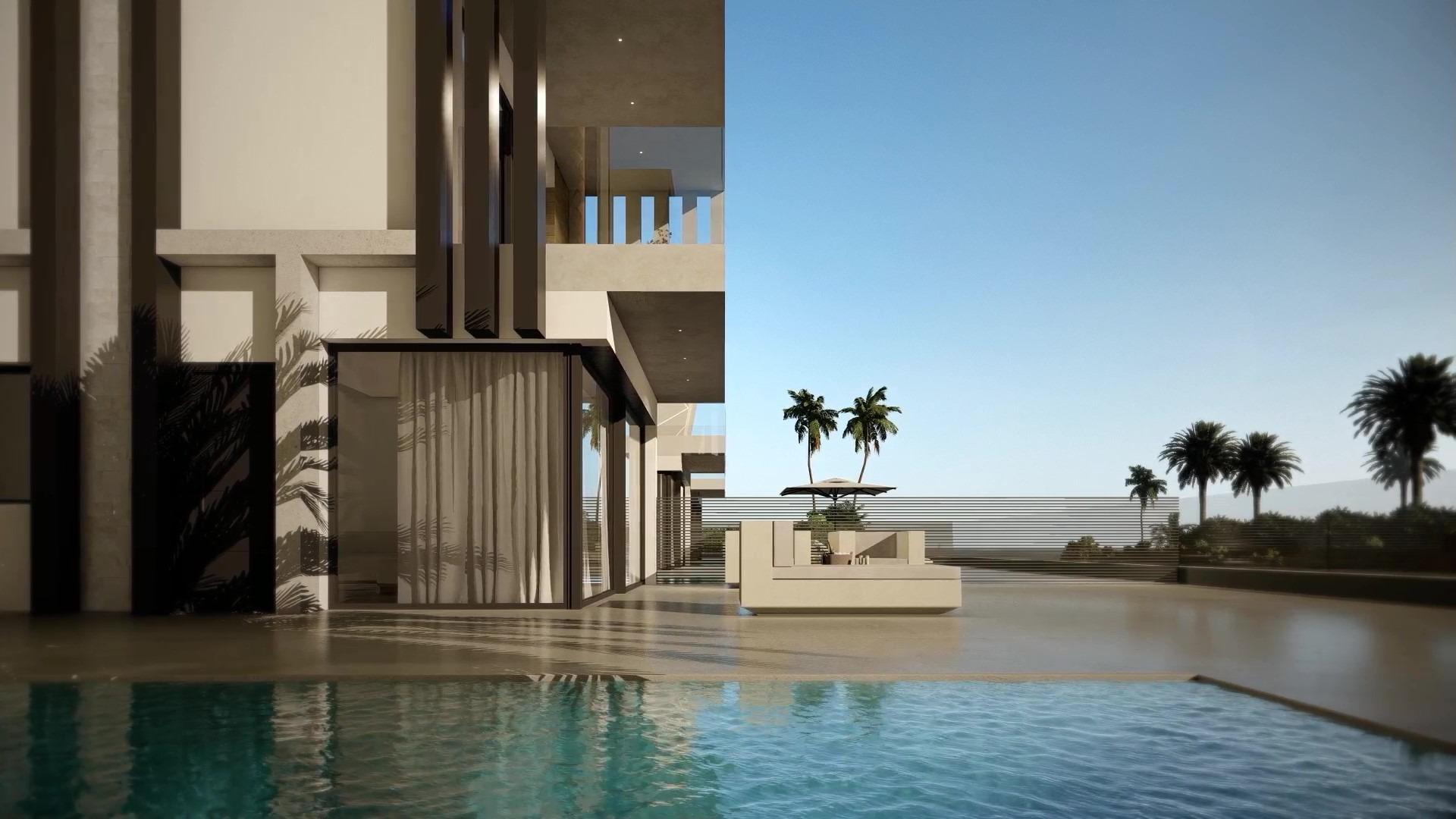 Villa Obra Nueva Primera Línea Playa Puerto de Mazarrón — Piscina y Solárium