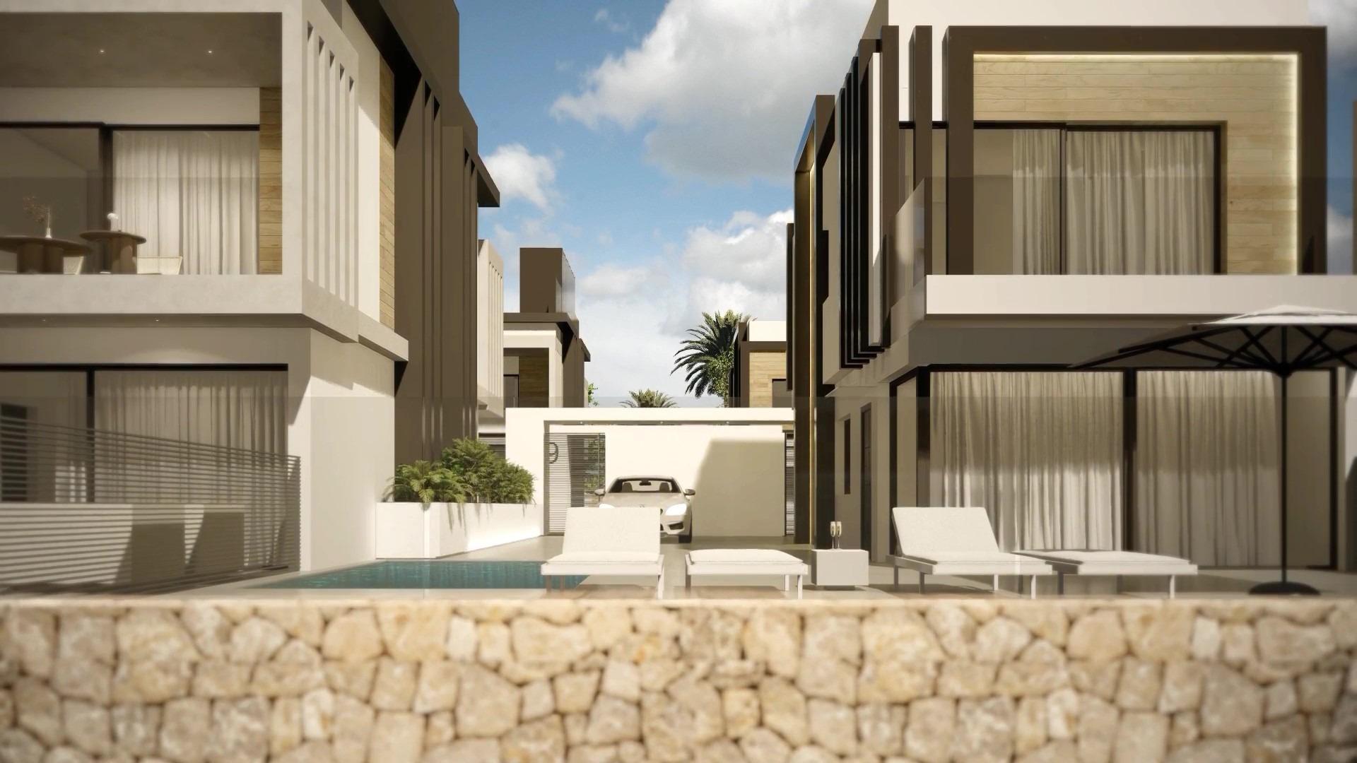 Villa Obra Nueva Primera Línea Playa Puerto de Mazarrón — Piscina y Solárium