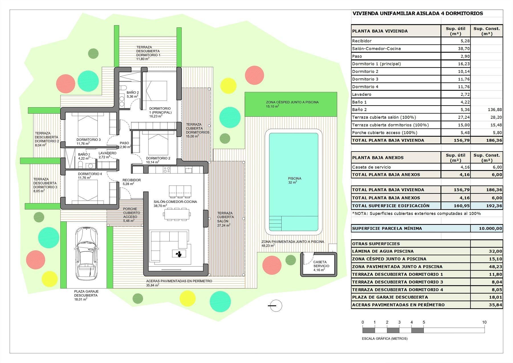 Villa Obra Nueva en Pinoso c/ Piscina Privada — 4 Dormitorios, 10000m² Parcela