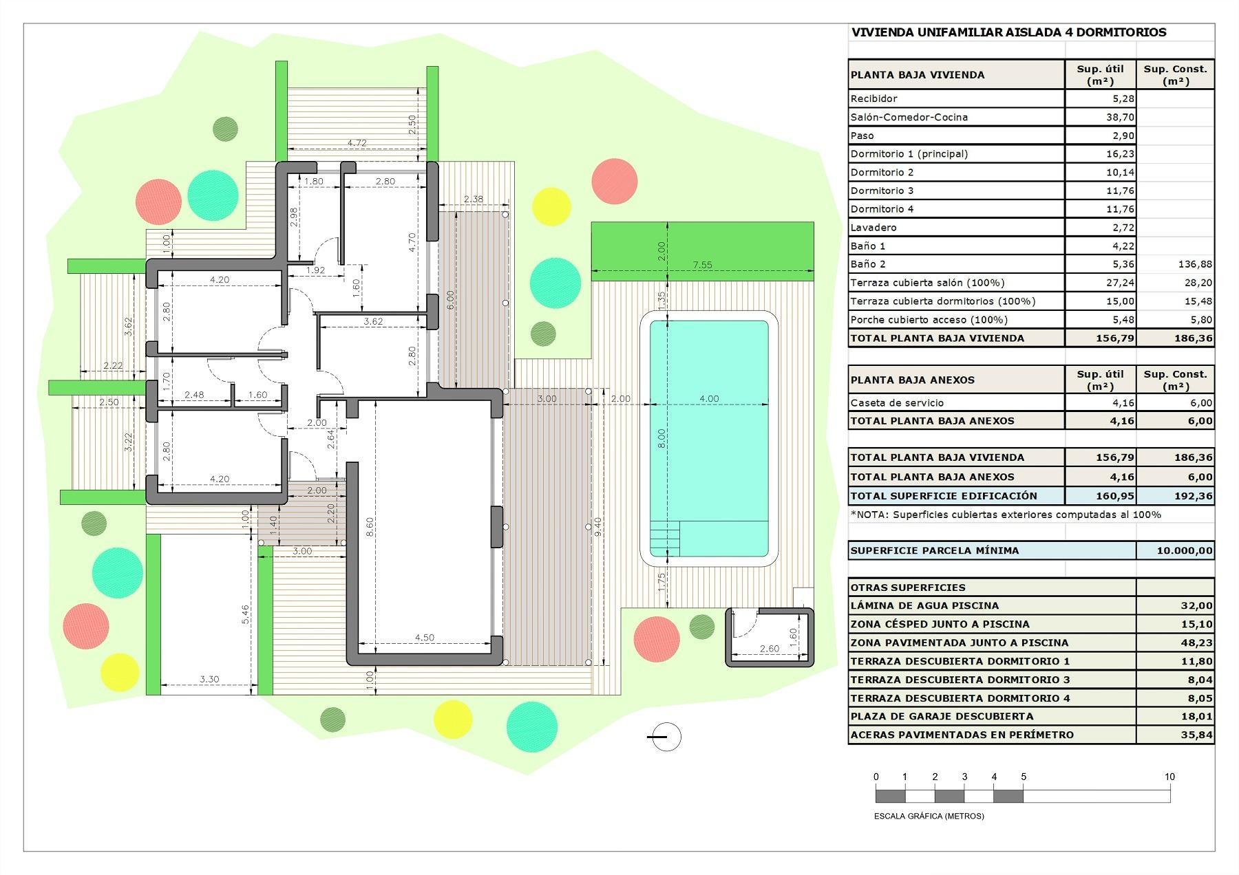 Villa Obra Nueva en Pinoso c/ Piscina Privada — 4 Dormitorios, 10000m² Parcela