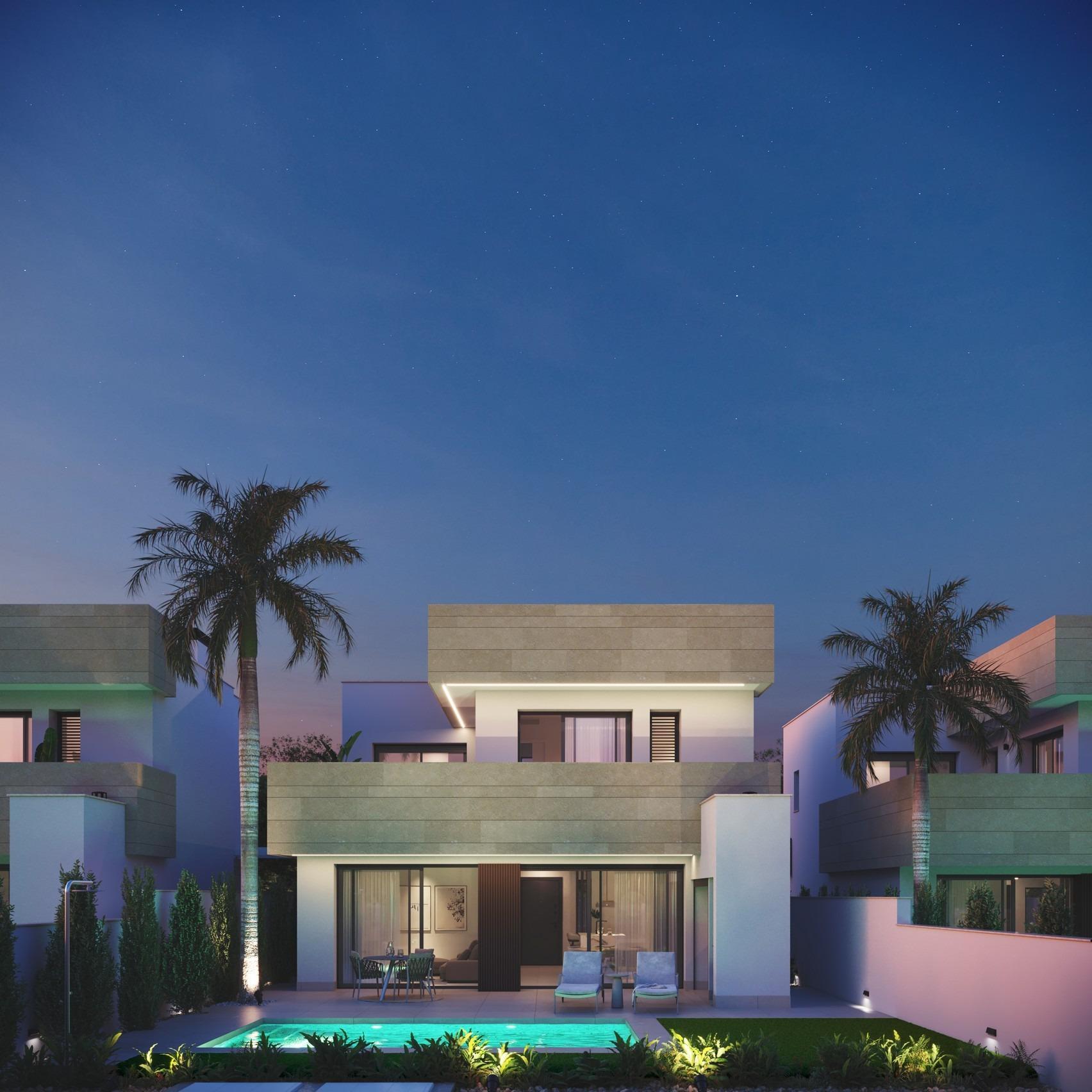 Villa obra nueva con piscina privada en San Javier — 3 dorm.