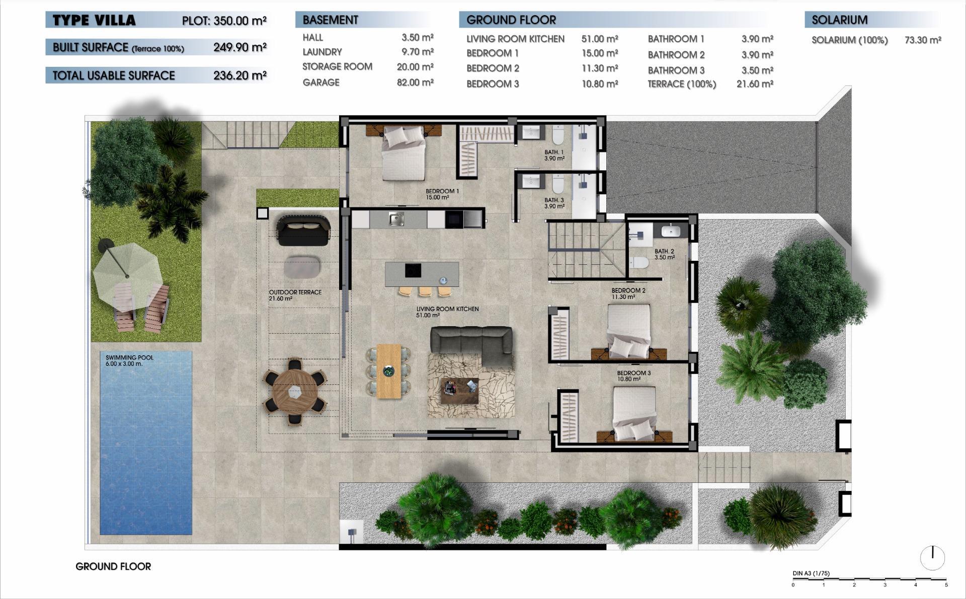 Villa Obra Nueva con Piscina Privada en Los Alcázares — Golf La Serena