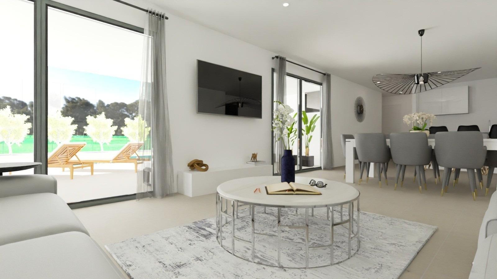 Villa obra nueva con piscina privada en Hondón de las Nieves — 3 dorm