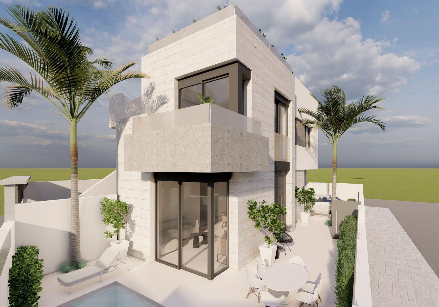 Chalet obra nueva con piscina privada en Pilar de la Horadada — ¡Tu hogar mediterráneo!