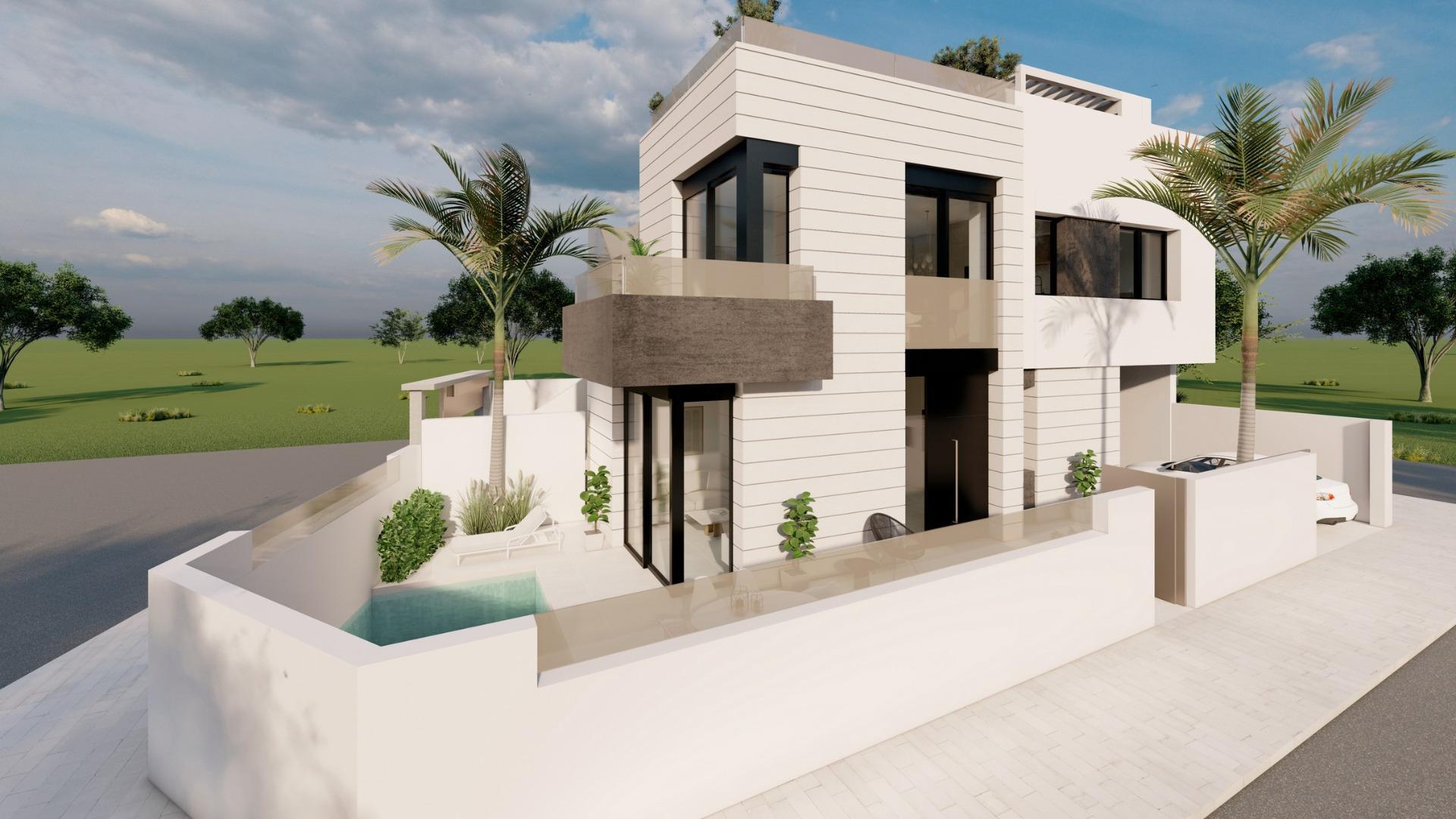 Chalet obra nueva con piscina privada en Pilar de la Horadada — ¡Tu hogar mediterráneo!