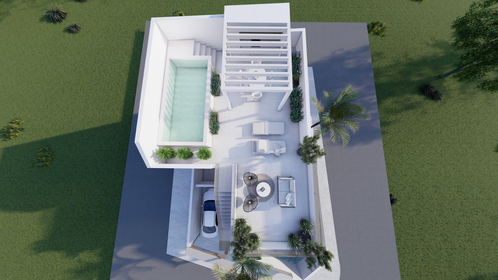 Bungalow Obra Nueva con Piscina Privada en Pilar de La Horadada — 2 Dorm.