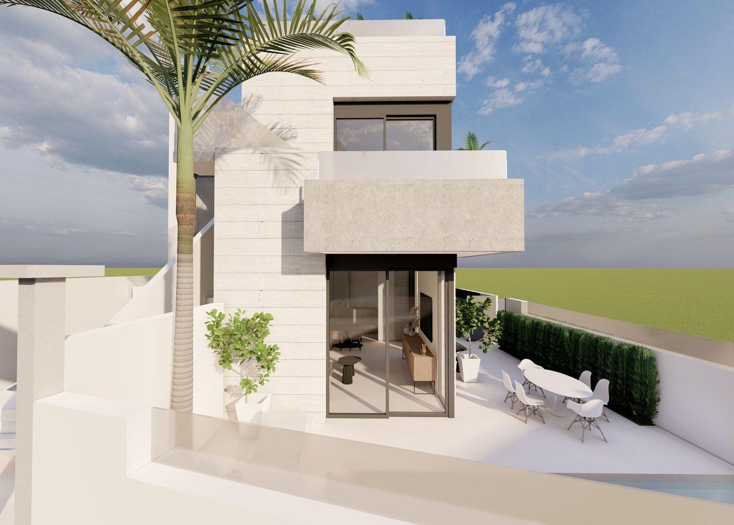 Bungalow Obra Nueva con Piscina Privada en Pilar de La Horadada — 2 Dorm.