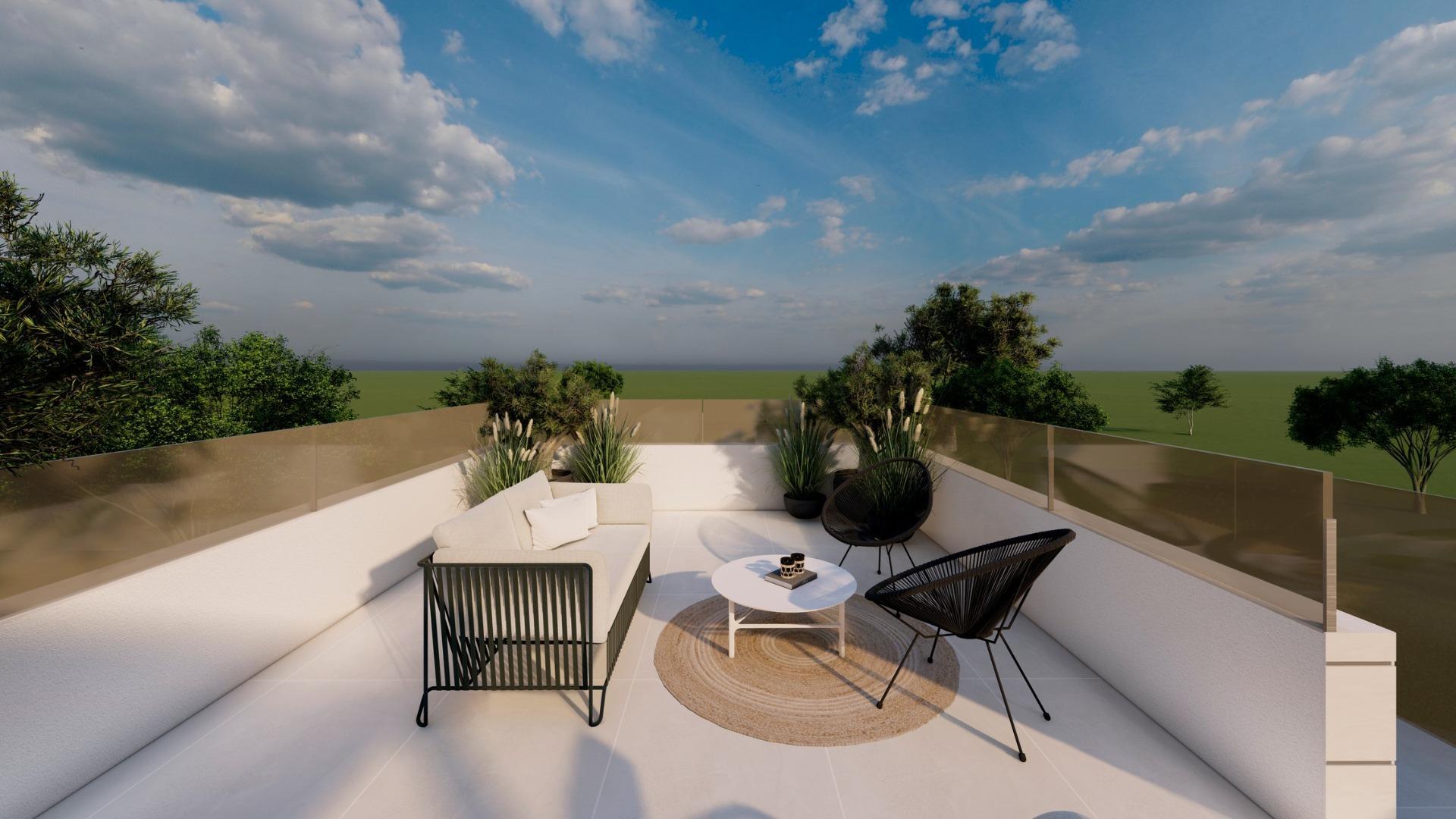 Bungalow Obra Nueva con Piscina Privada en Pilar de La Horadada — 2 Dorm.