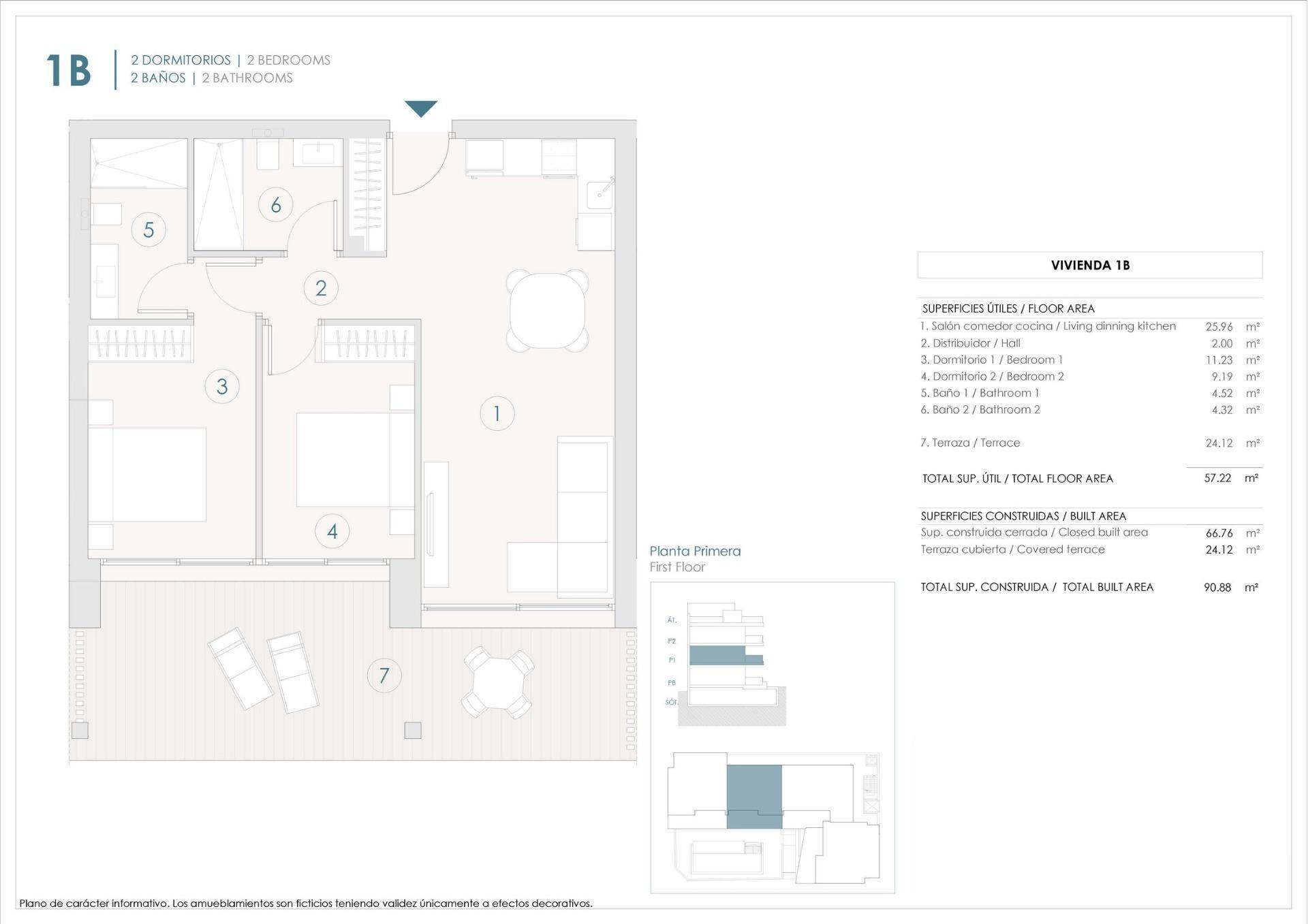 Apartamento Obra Nueva con Piscina Privada en Benijofar — 2 Dorm.