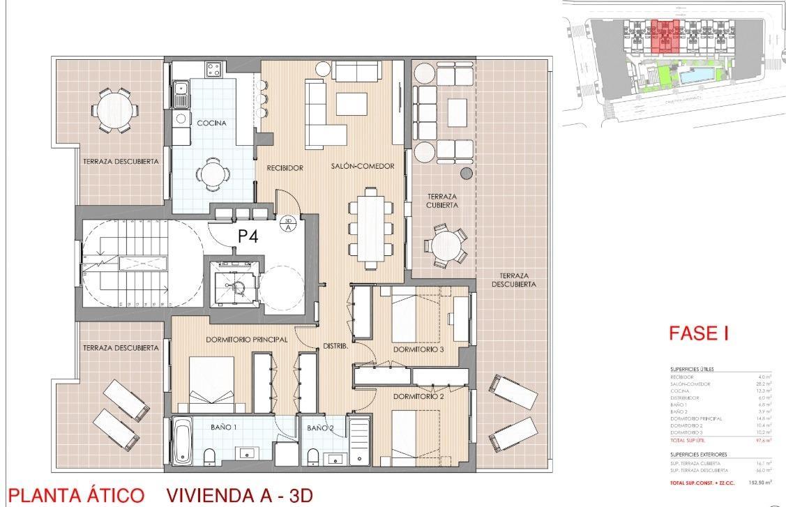 Ático obra nueva con piscina privada en Águilas — 3 hab