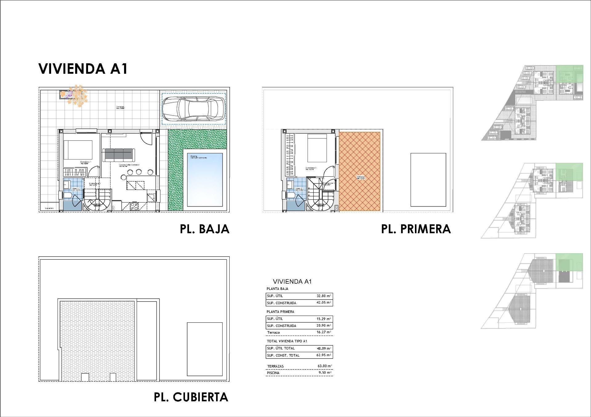 Villa obra nueva 200m playa Puerto de Mazarrón - 2 dorm, terraza mar