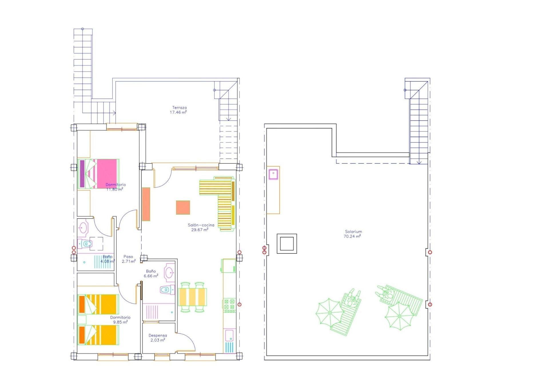Chalet Obra Nueva en San Javier: 2 Dorm, Piscina Privada y Solárium 272.900€