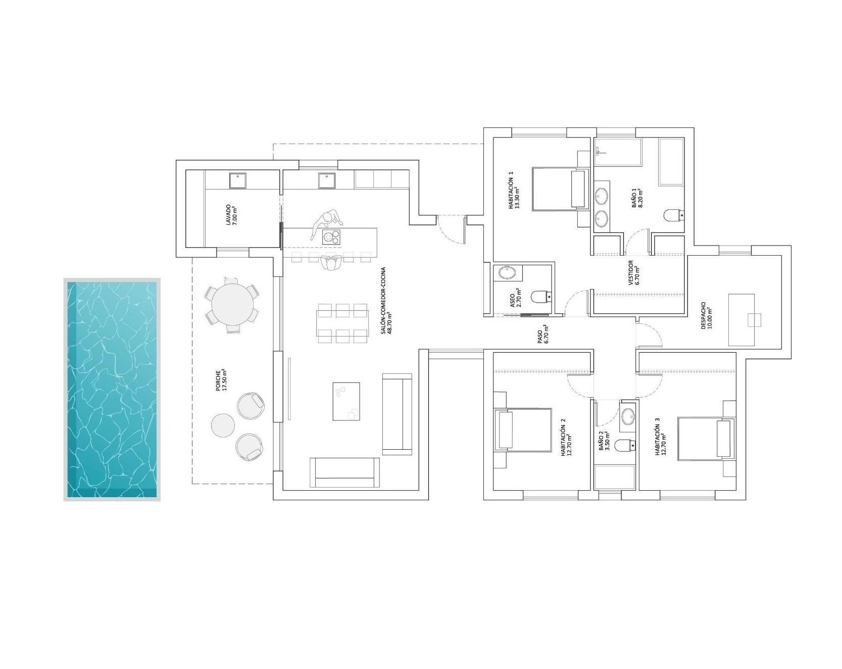 Villa Obra Nueva con Piscina en Monforte del Cid — 4 Dorm