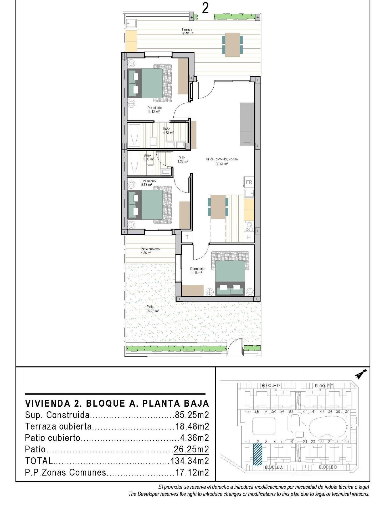 Apartamento obra nueva 3 dorm con piscina privada en Torre Pacheco