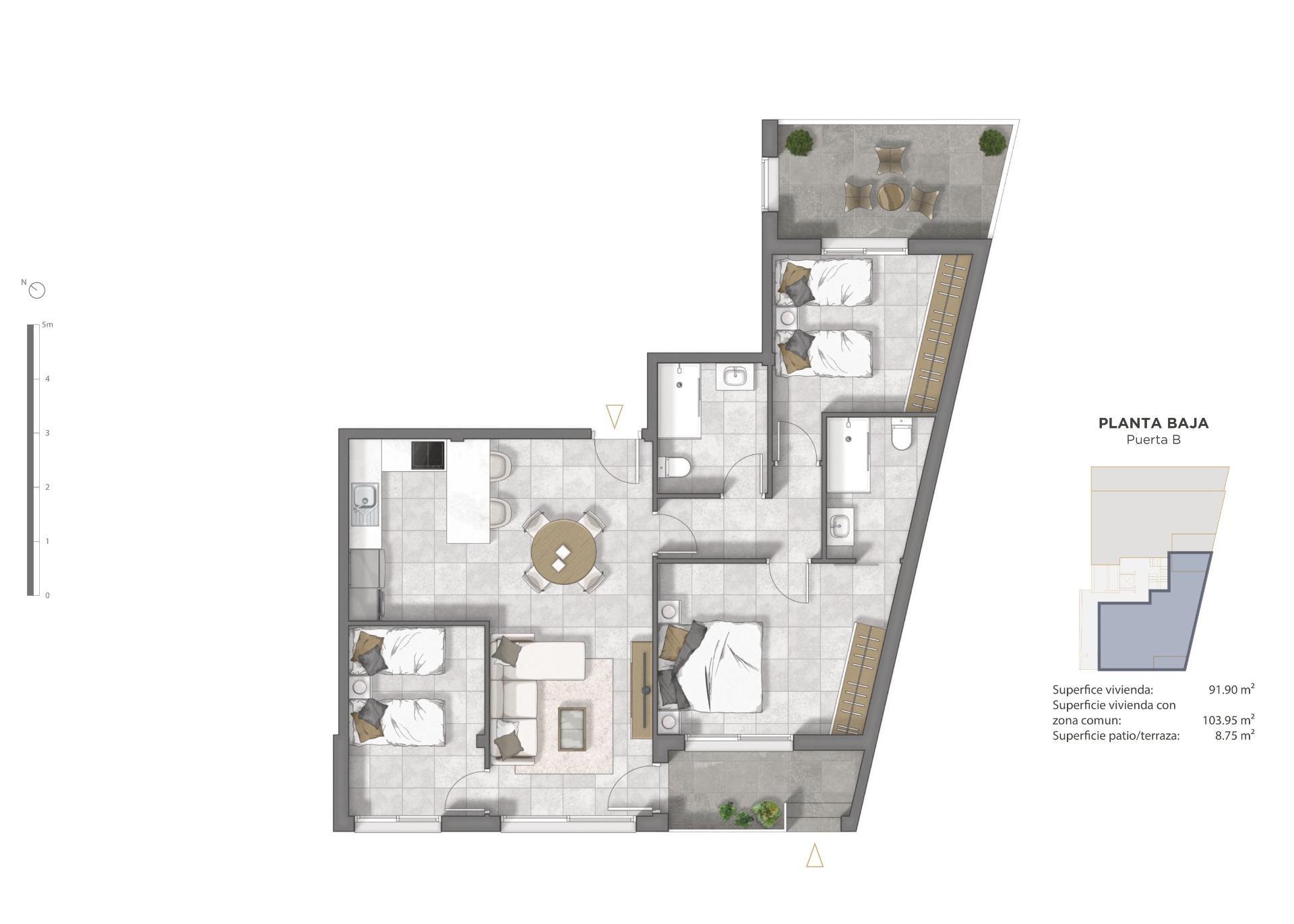 Apartamento Obra Nueva con Piscina Privada en Guardamar del Segura — 3 Dorm