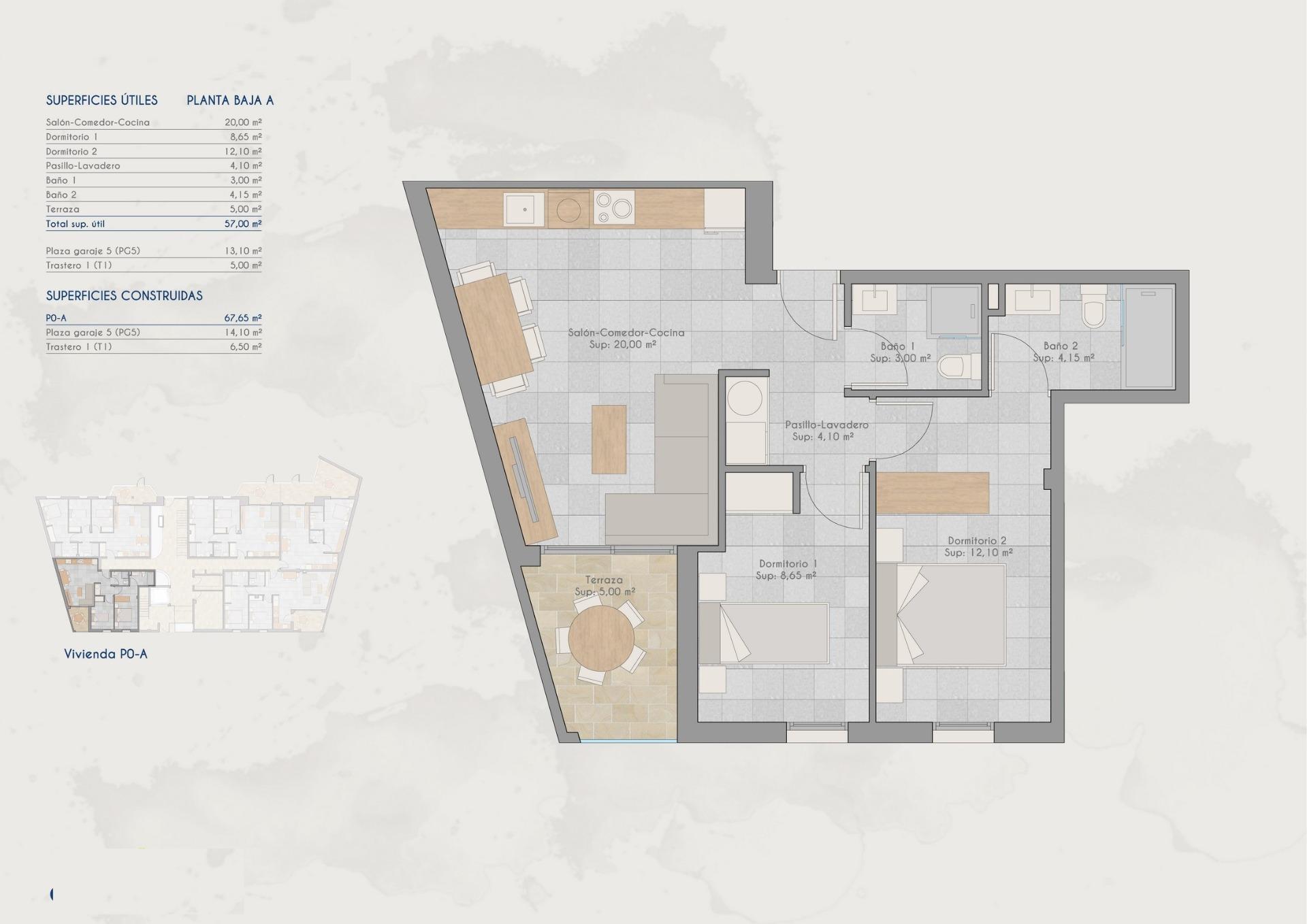 Apartamento obra nueva con piscina privada en San Pedro del Pinatar — 2 dorm.