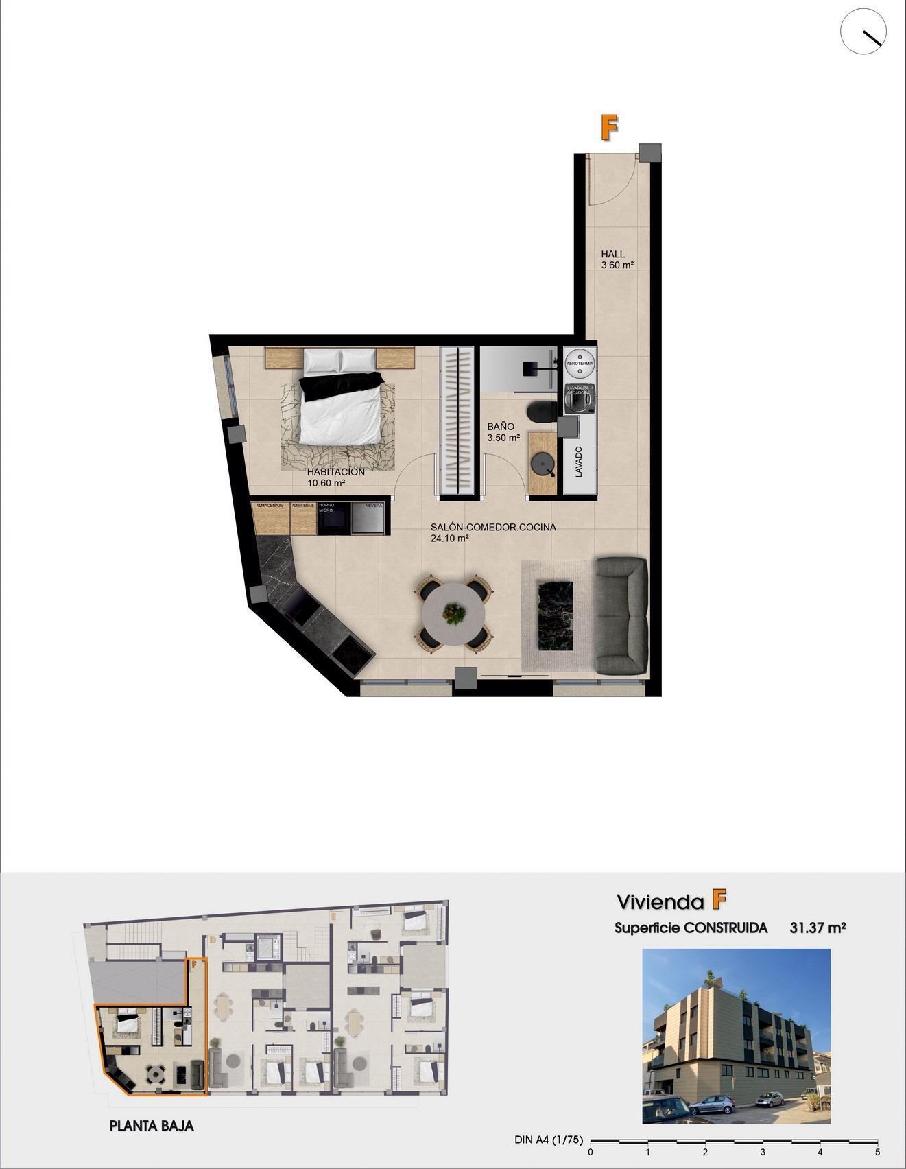 Apartamento Obra Nueva con Piscina Privada en Catral, Alicante — 1 Dorm.
