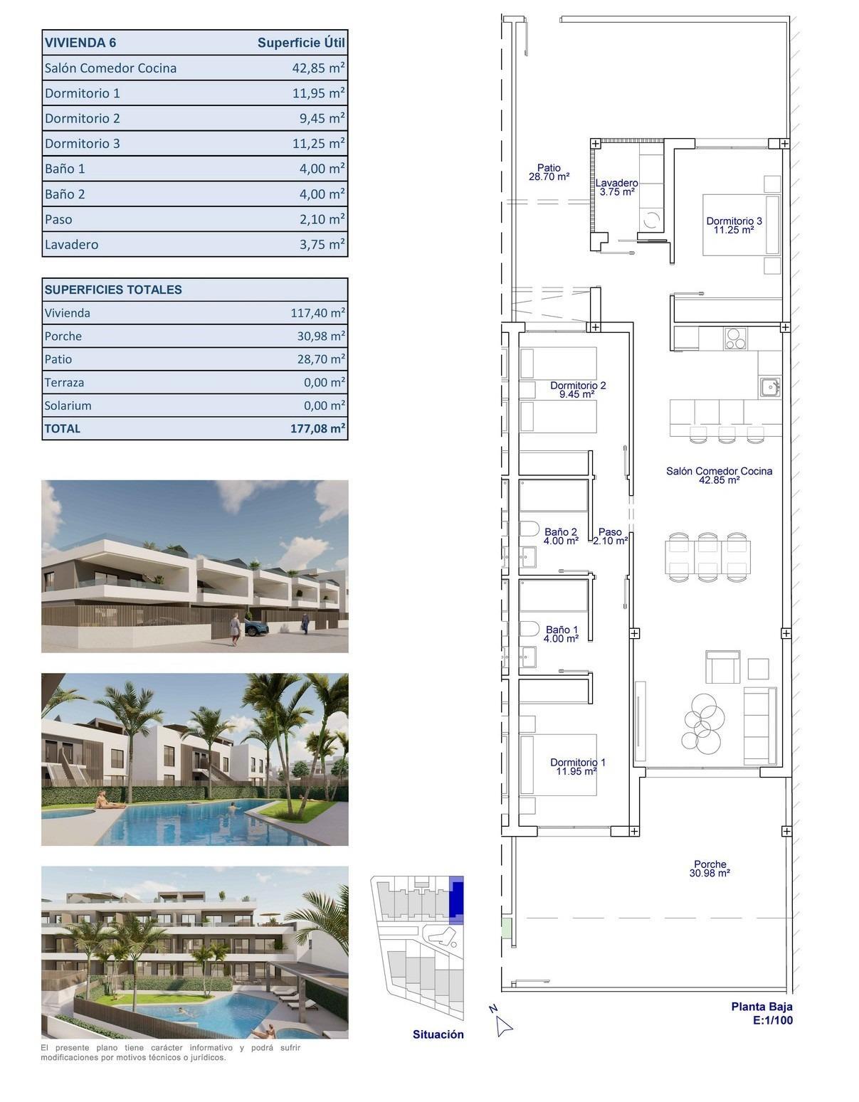 Apartamento Obra Nueva con Piscina Privada en Pilar de la Horadada — 3 Dorm.