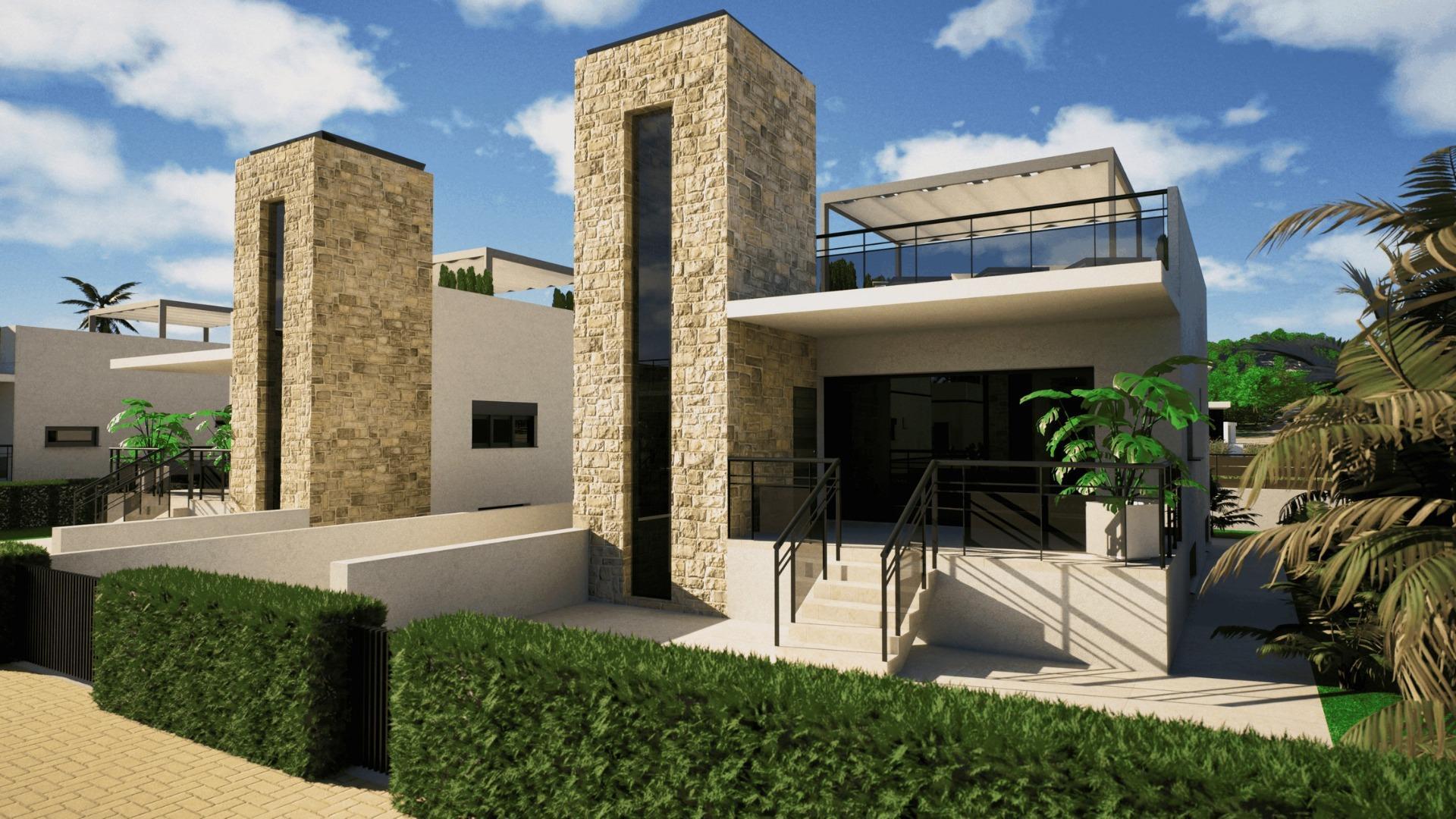 Villa obra nueva en Mazarron con piscina privada y solárium — 3 hab