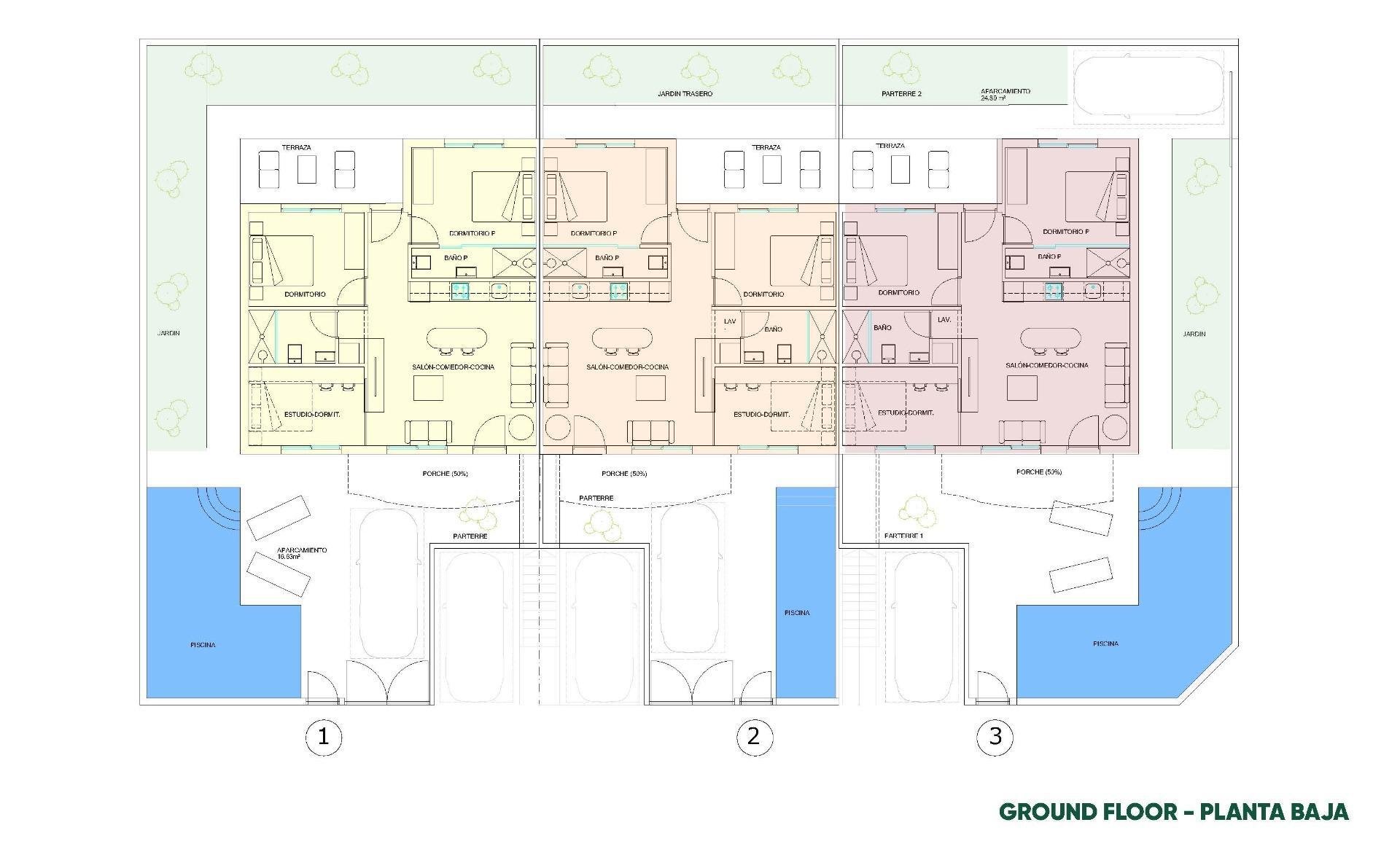 Chalet de obra nueva con piscina privada en Pilar de la Horadada — 3 dorm.