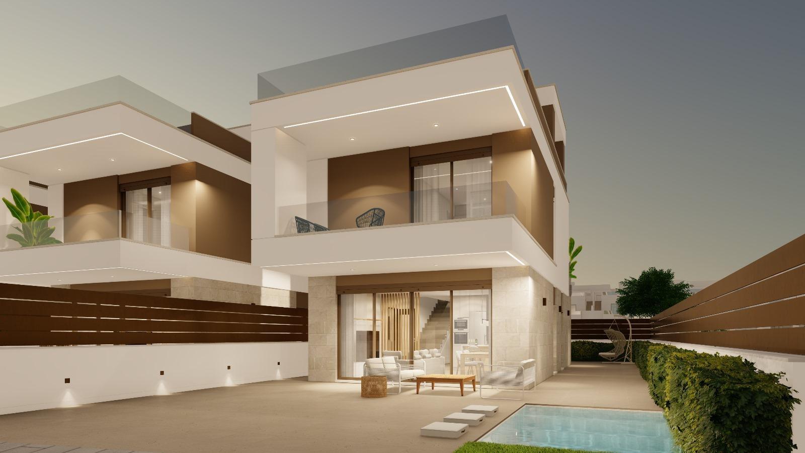 Villa obra nueva con piscina en Pilar de la Horadada — 3 hab.