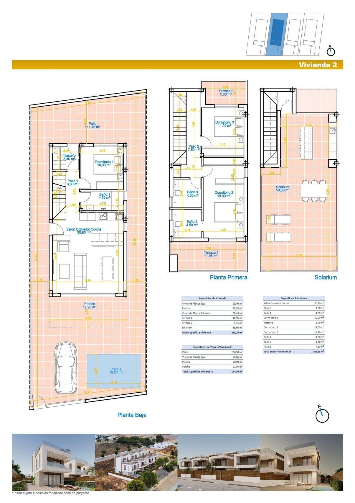 Villa obra nueva con piscina en Pilar de la Horadada — 3 hab.