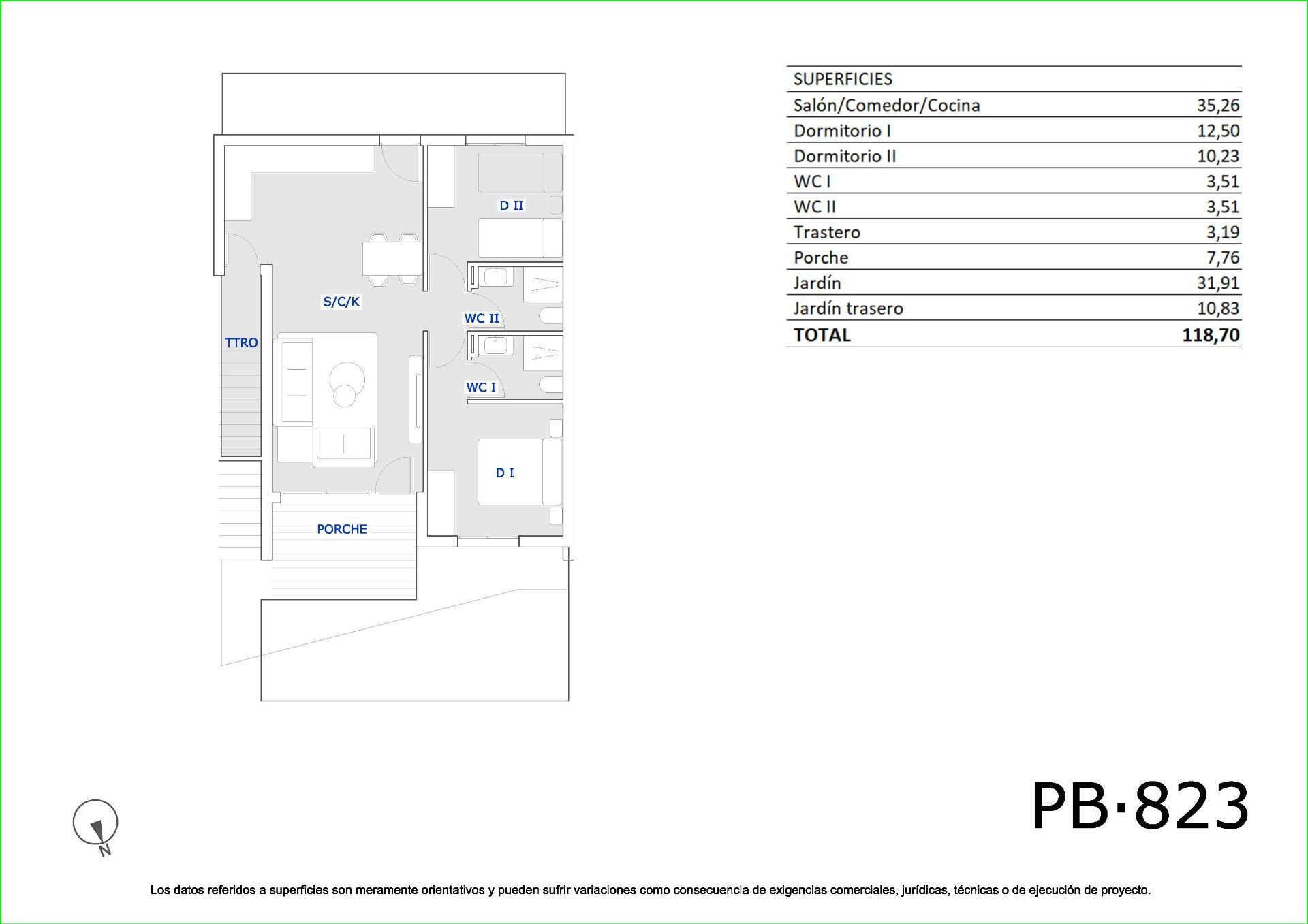 Chalet obra nueva con piscina privada en San Miguel de Salinas — 2 dorm.