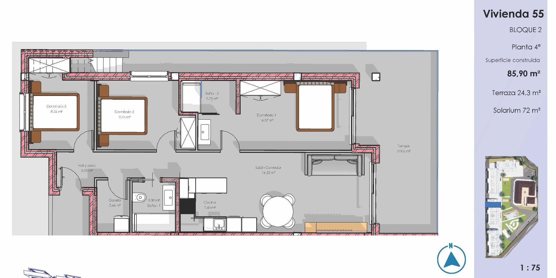 Ático Obra Nueva con Piscina Privada en Guardamar — 3 Dormitorios