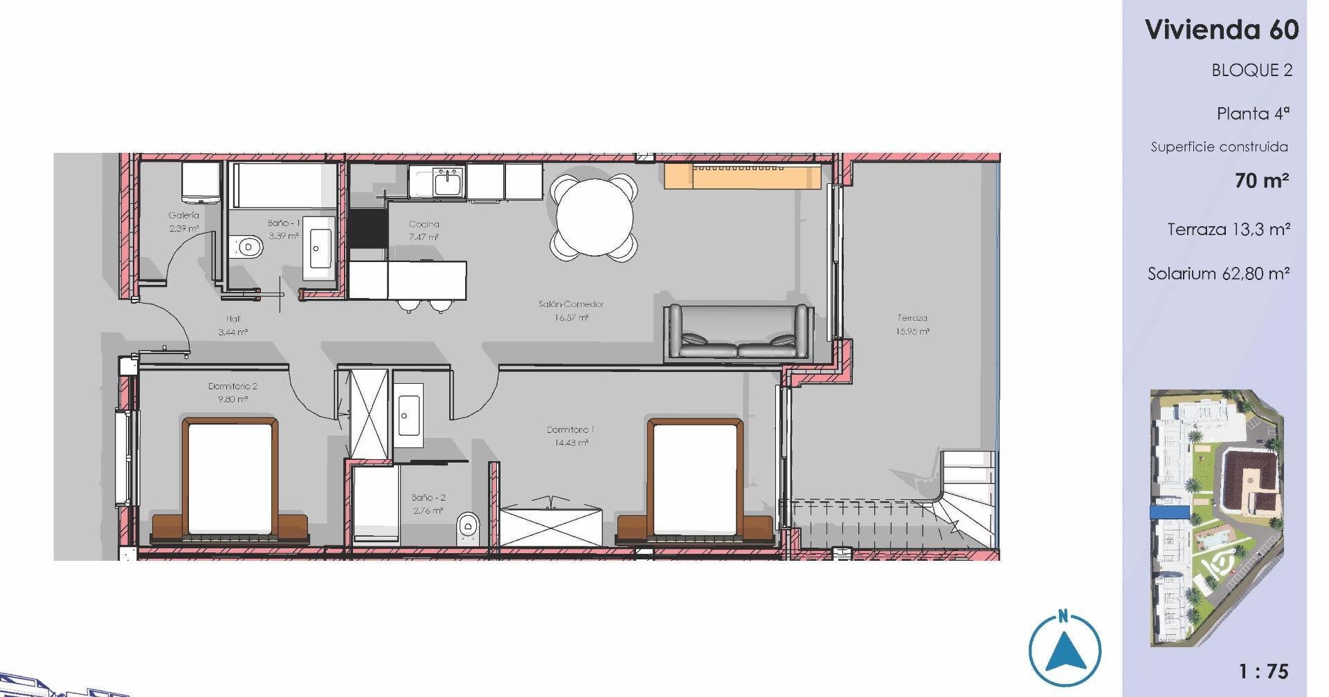 Ático Obra Nueva en Guardamar con Piscina Privada — 2 Dorm