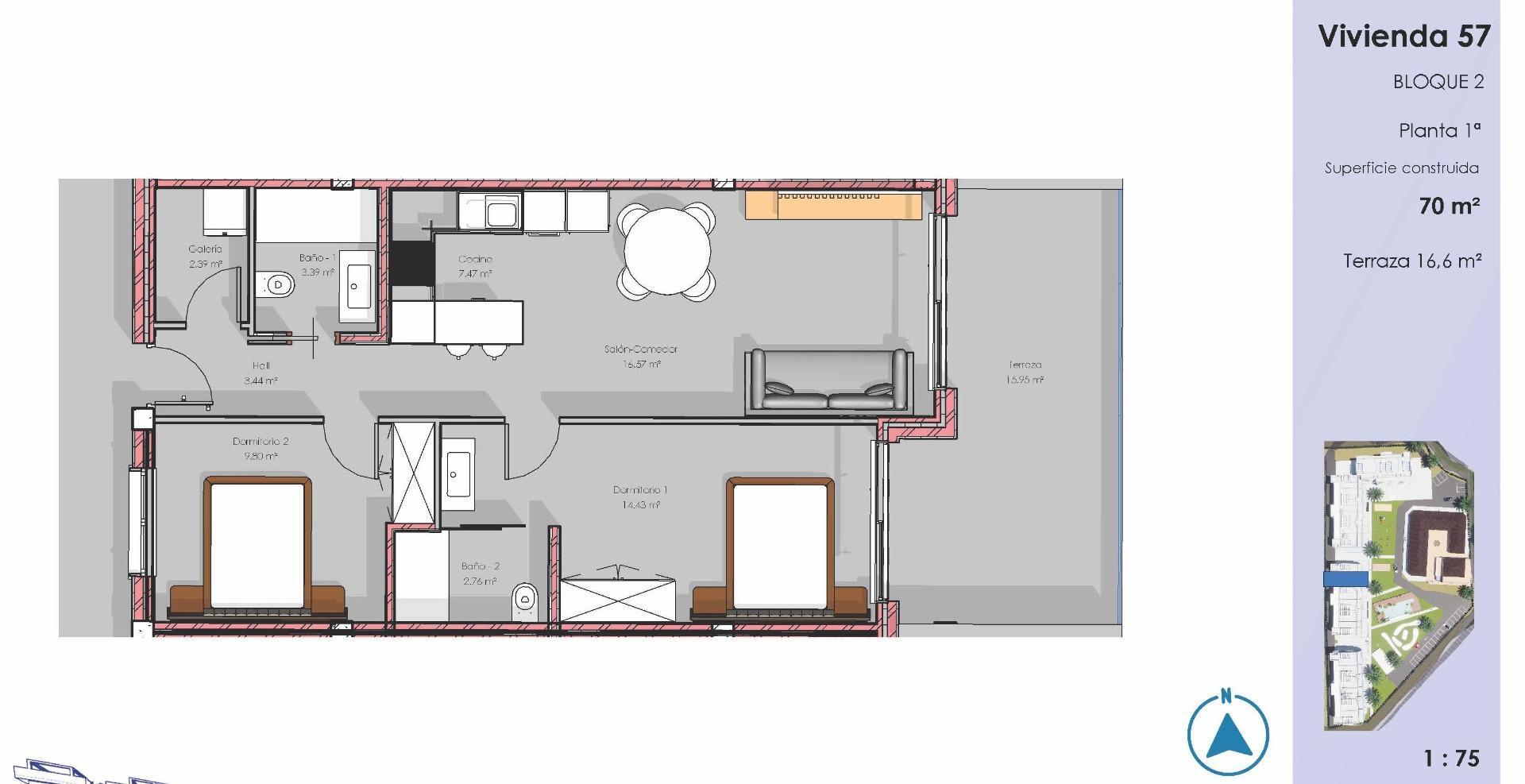 Apartamento Obra Nueva en Guardamar c/ Piscina Privada — 2 Dorm
