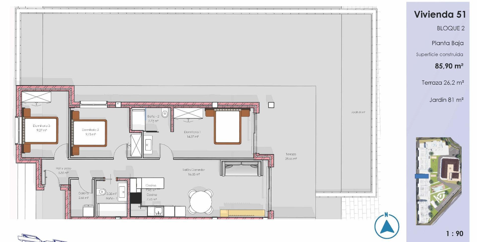 Obra Nueva: Apartamento 3 hab con Piscina Privada en Guardamar