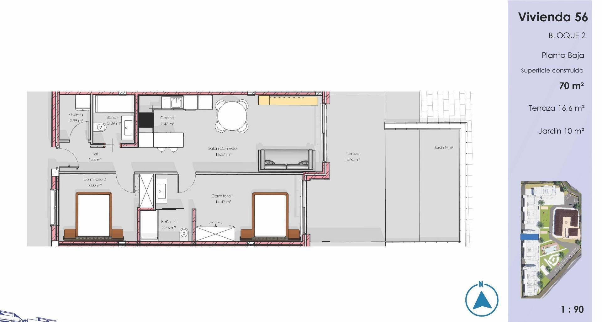Apartamento Obra Nueva en Guardamar c/ Piscina Privada y Terraza - 320.000€