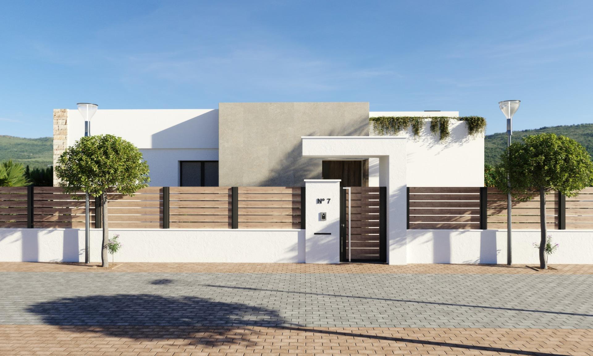 Villa obra nueva en Fuente Álamo con piscina privada y solárium — 3 dorm.