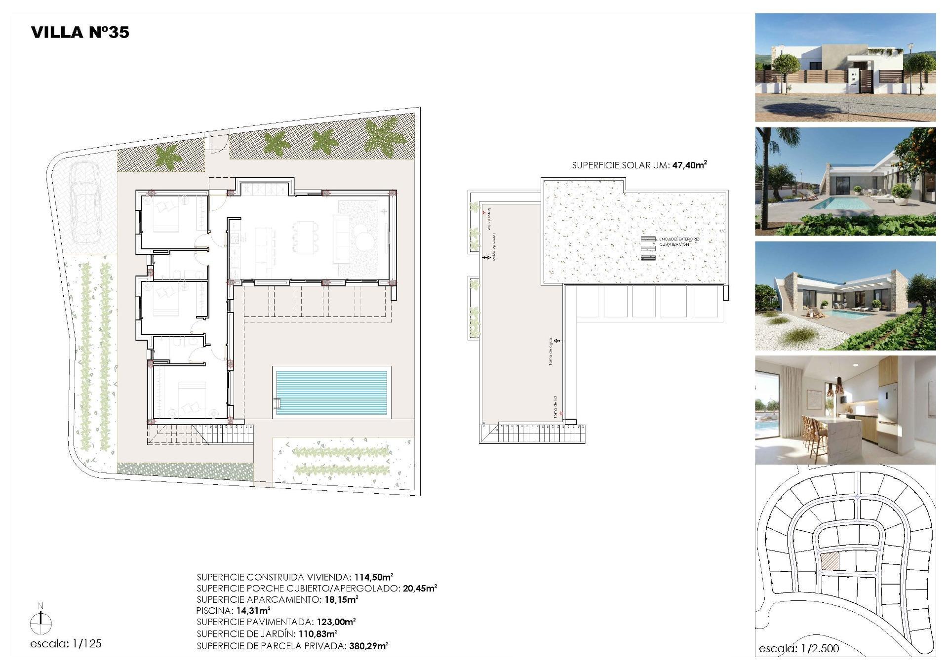 Villa obra nueva en Fuente Álamo con piscina privada y solárium — 3 dorm.