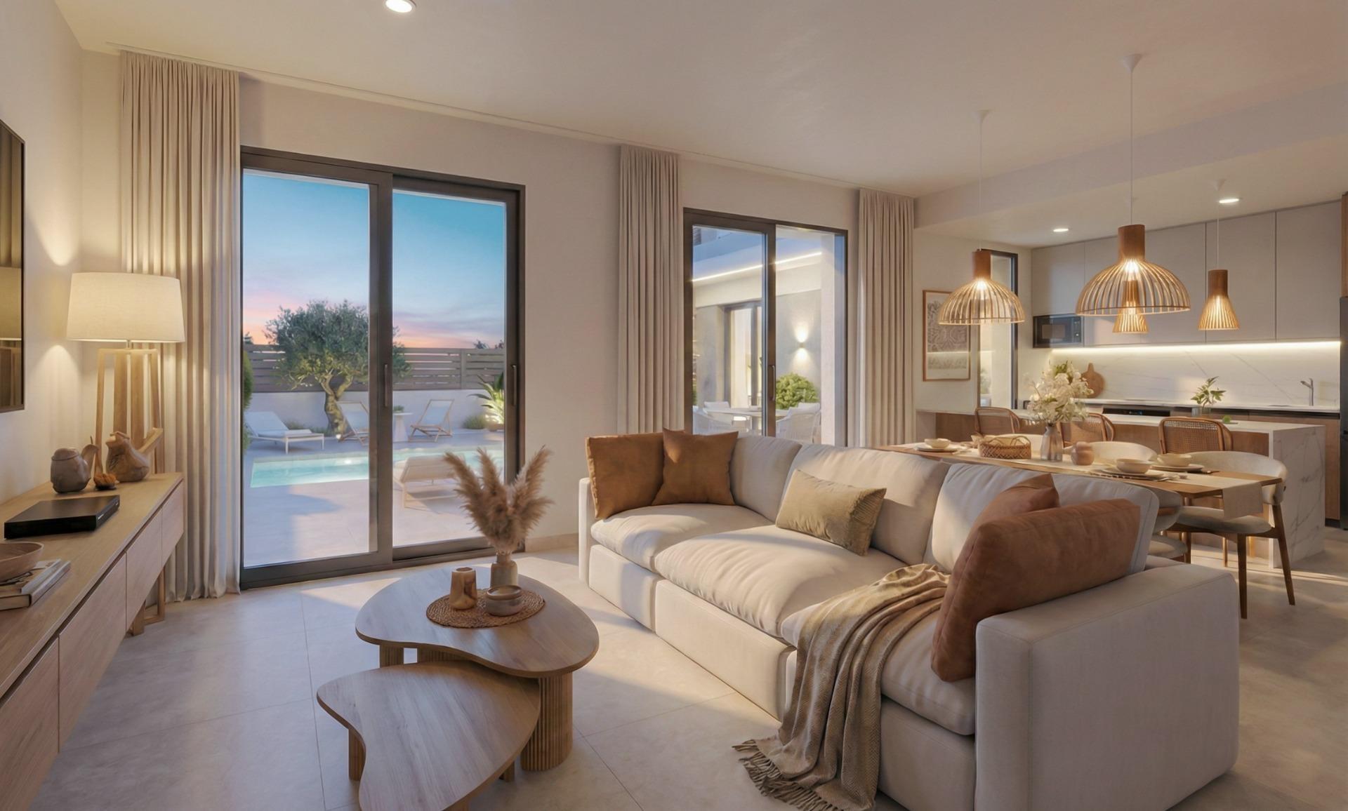 Villa obra nueva en Fuente Álamo con piscina privada y solárium — 3 dorm.