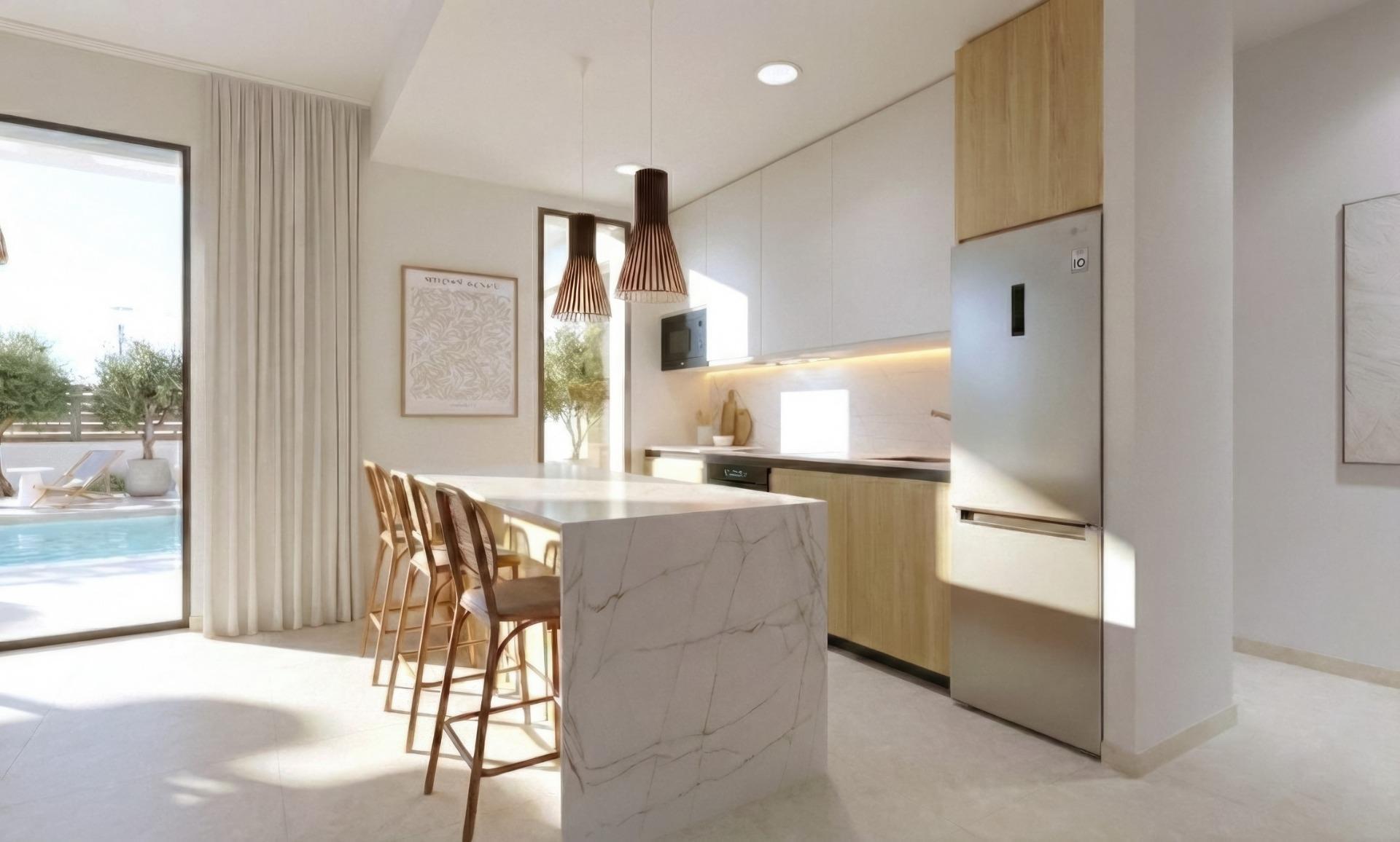 Villa obra nueva en Fuente Álamo con piscina privada y solárium — 3 dorm.