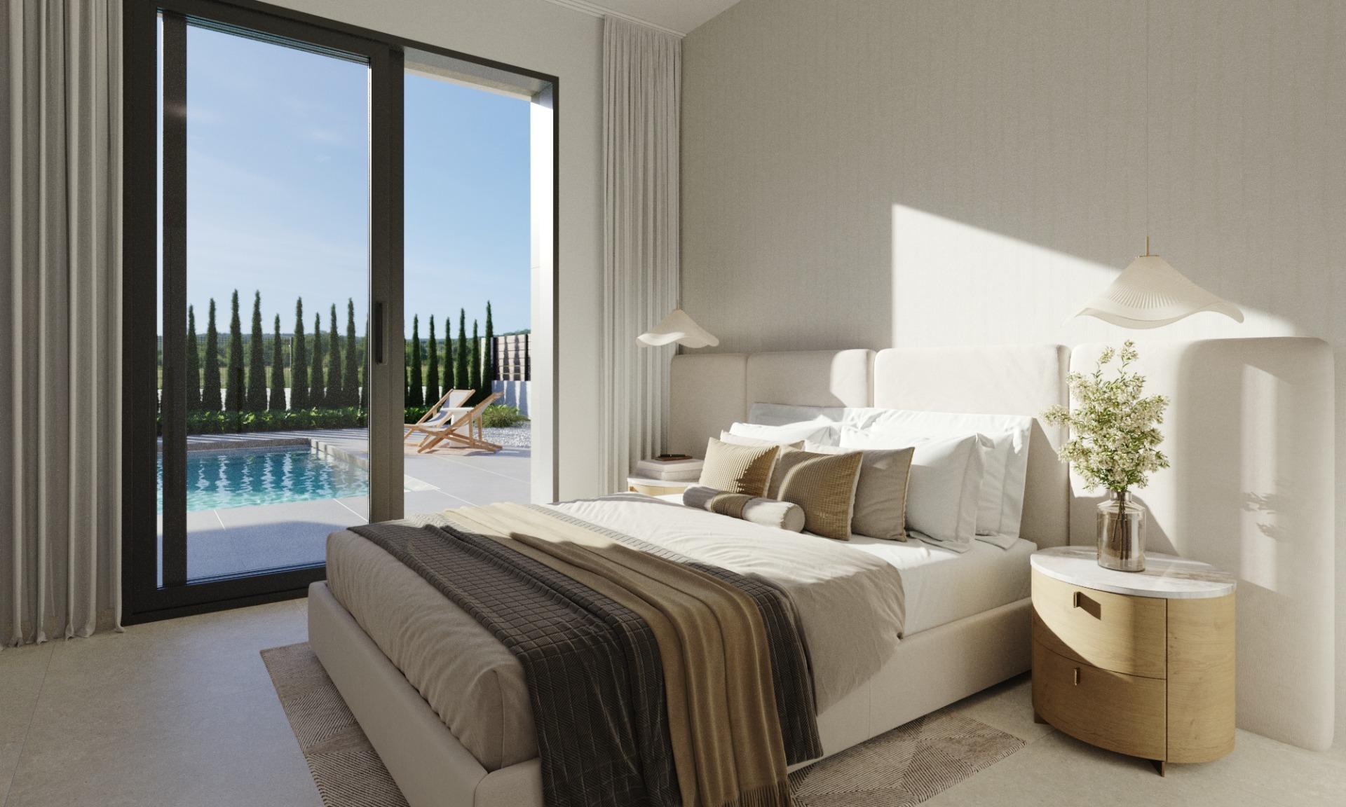 Villa obra nueva en Fuente Álamo con piscina privada y solárium — 3 dorm.